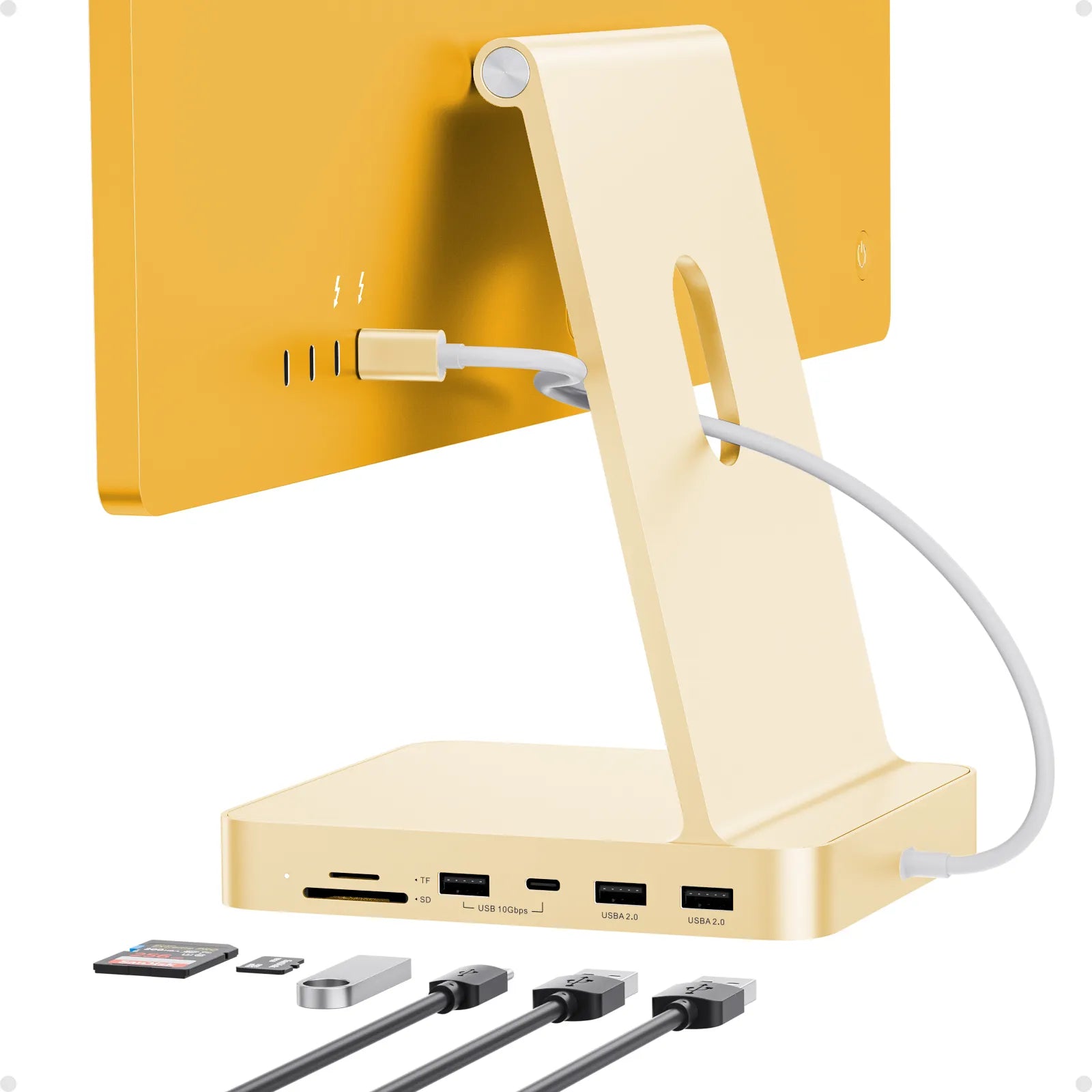 PULWTOP USB C Hub For iMac 24" M1/M3/M4 ( 7-in-1, M.2 SSD case, Yellow)