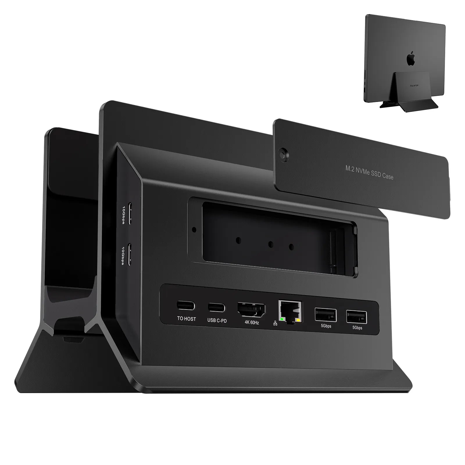 PULWTOP Vertical MacBook Docking Station (11-in-1, HDMI, USB-C 10Gbps,