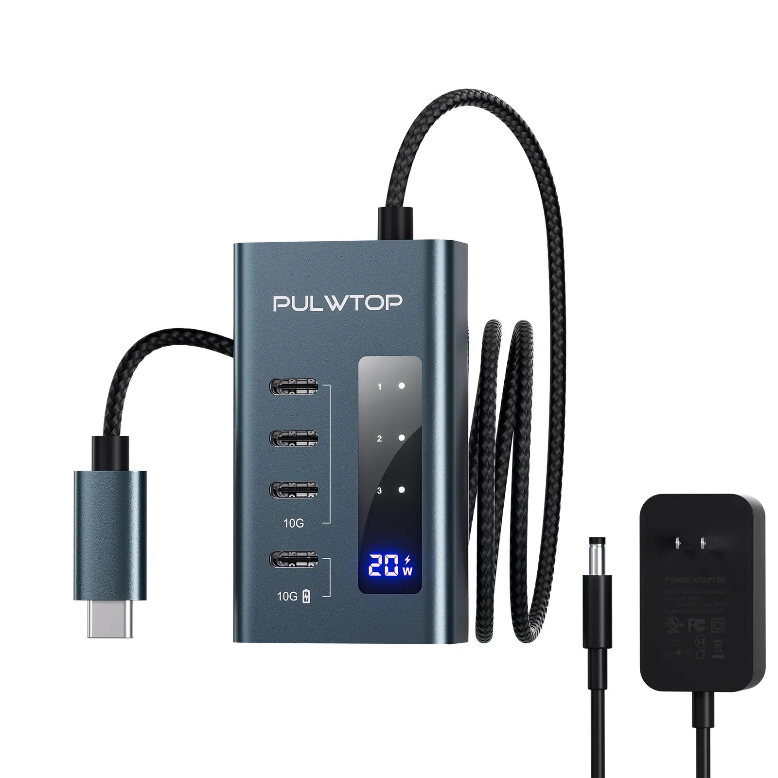 PULWTOP USB C Hub for Laptops, 4-in-1 10Gbps USB C supports data and charging (not video), works with iMac, MacBook Pro/Air, iPad, XPS