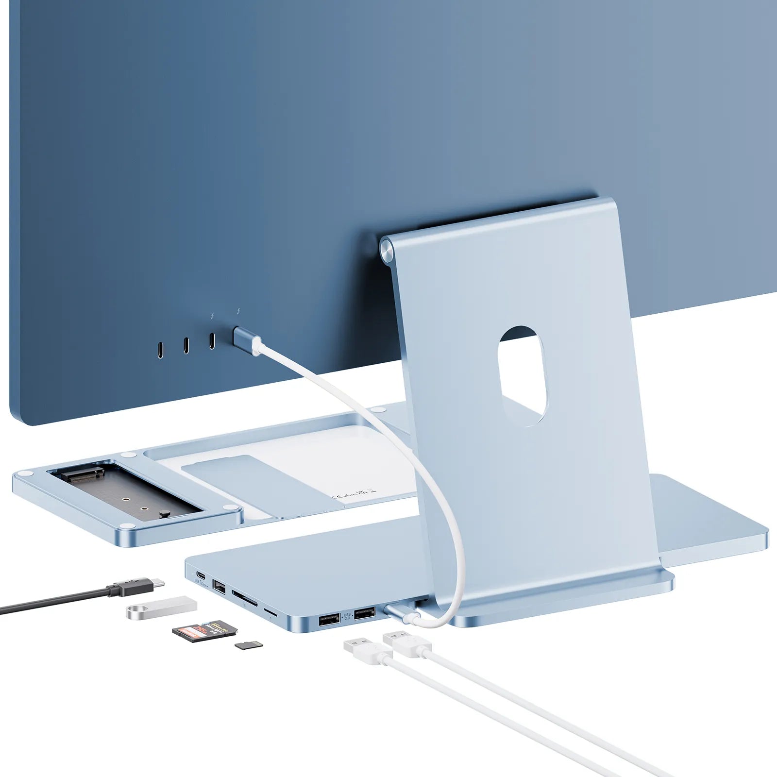 PULWTOP USB C Hub & iMac M1 M3 M4 Slim Dock Accessories ( 8 in 1, M.2 SSD case)