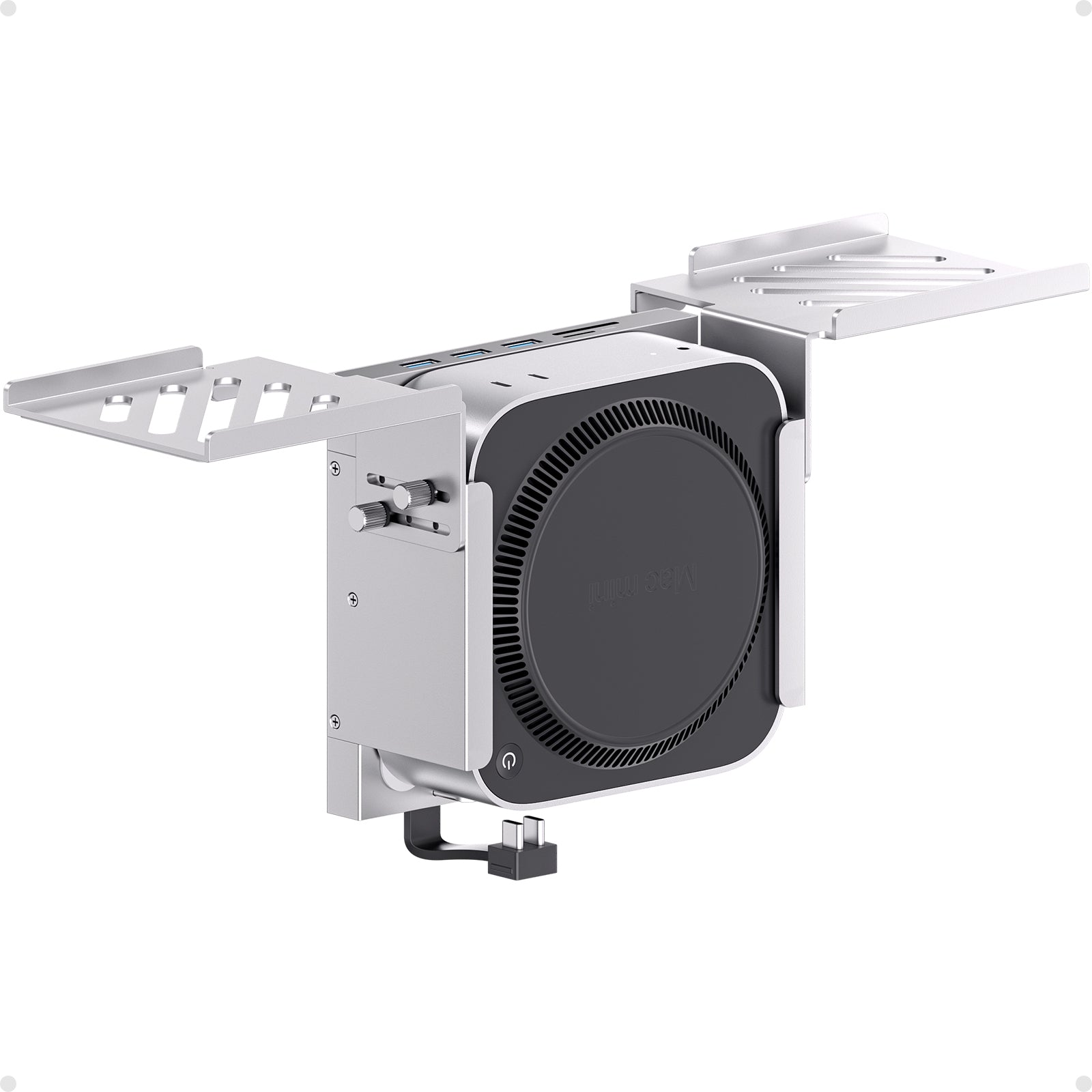 PULWTOP Mac mini M4 Dock & Stand, Metal Bracket Holder for Monitor, Desk and VESA Port (9-in-1, 8TB M.2 SSD case, HDMI 4K)