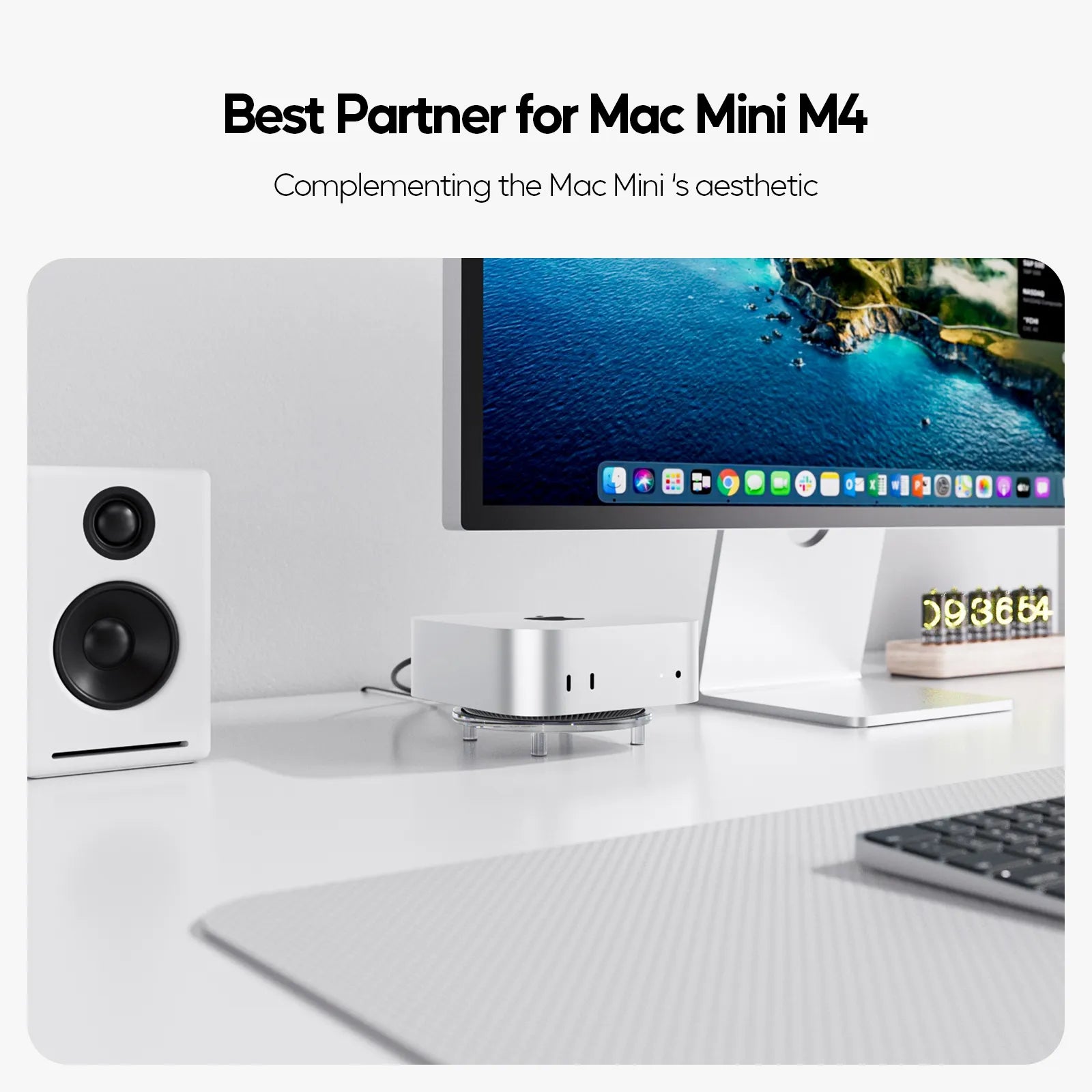 PULWTP Clear Acrylic Desk Stand for Mac Mini M4/M4 Pro 2024
