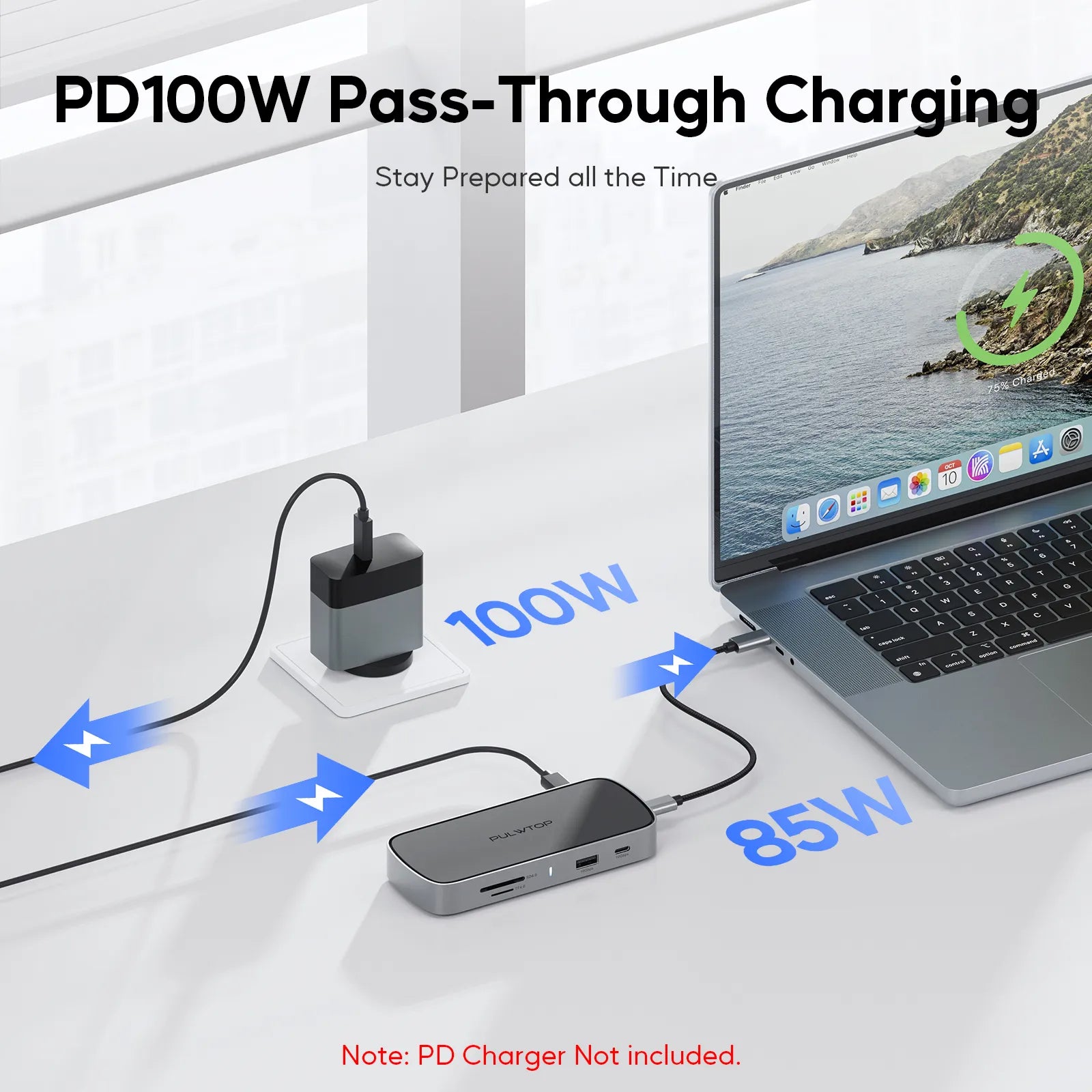 PULWTOP 9 in 1 USB C Mini Dock with 4K@120Hz/8K@30Hz HDMI, 2.5G LAN, 100W PD, USB A/C 10Gbps, SD/TF 4.0, with MacBook and Type c Laptops