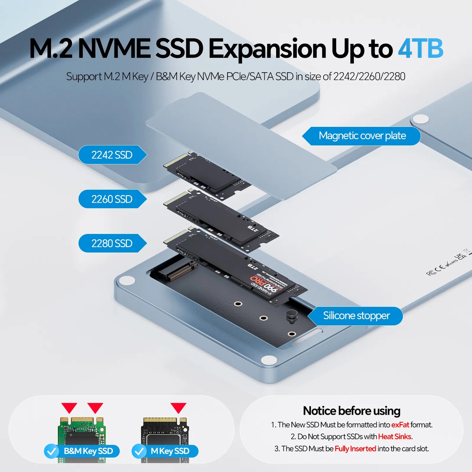 PULWTOP USB C Hub & iMac M1 M3 M4 Slim Dock Accessories ( 8 in 1, M.2 SSD case)