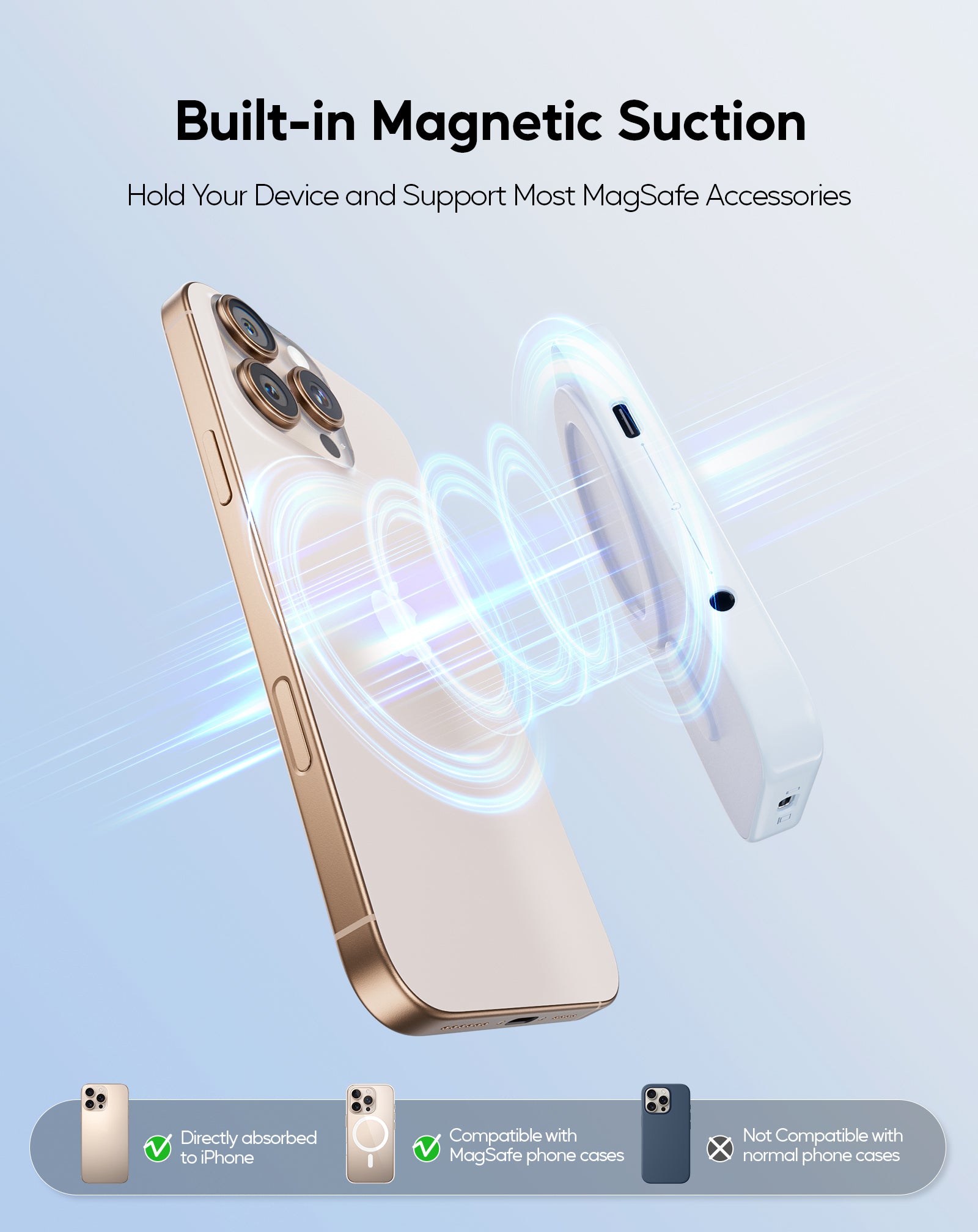 PULWTOP Magnetic M.2 NVME SSD Enclosure for iPhone 15 16 Pro/Max ProRes amd MacBook iPad (SSD Not Included) - Blue