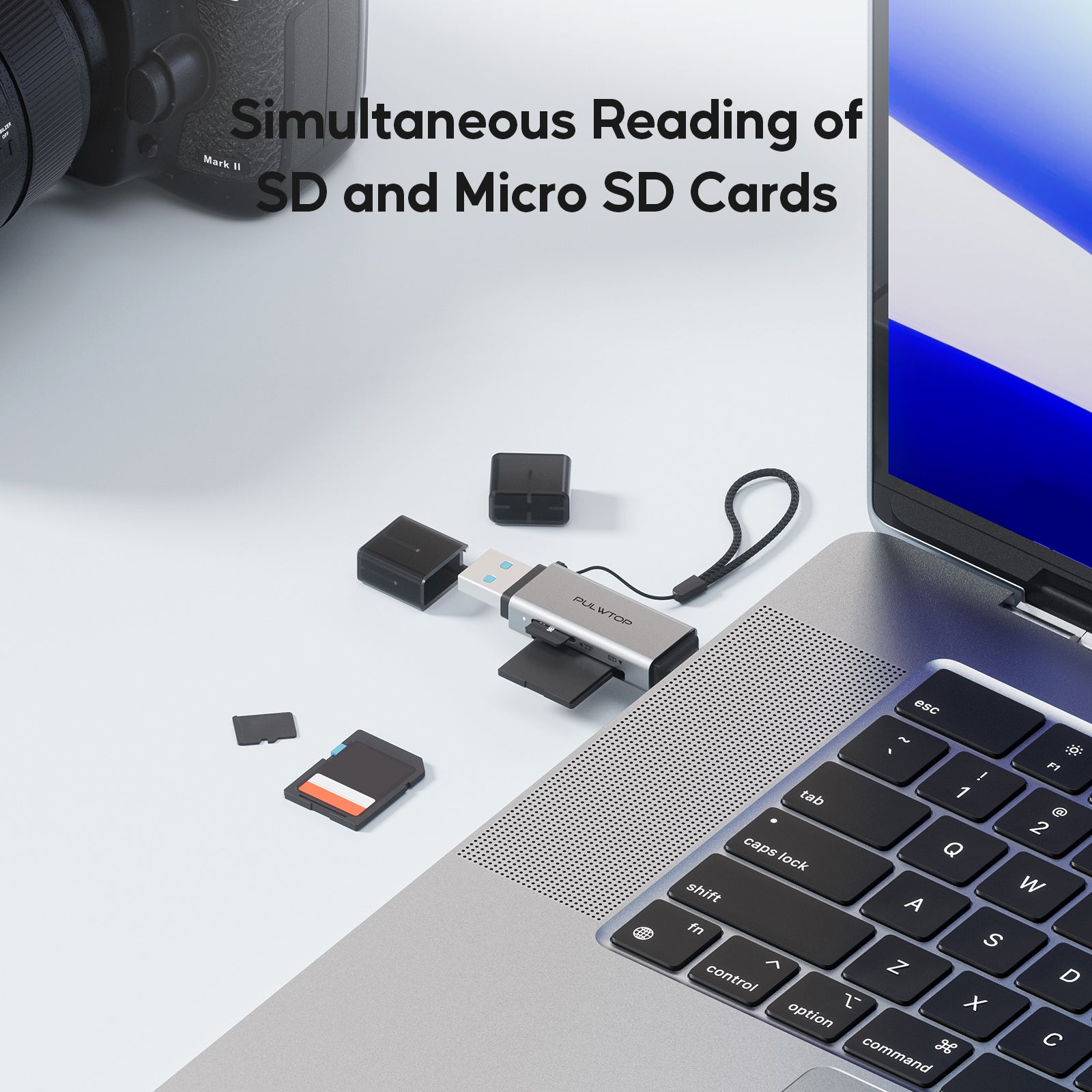 PULWTOP 2 in 1 SD Card Reader SD Card to USB-A/USB-C 3.0 Micro SD Adapter SD/Micro SD/TF/SDHC/SDXC/MMC/UHS-I Supports Large Capacity Cards up to 2TB for Windows MacBook Pro/Air iPad Pro USB-C Tablet iPhone 15/16 Series (SD Not Included)