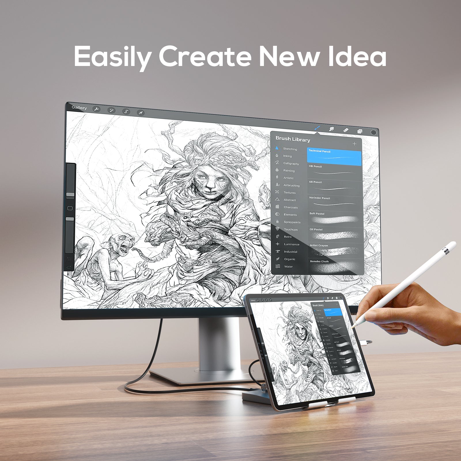 PULWTOP 6-in-1 USB-C-Hub mit faltbarem Tablet-Halter, geeignet für Pad/Pro/Surface/Huawei und andere USB-C-Tablets