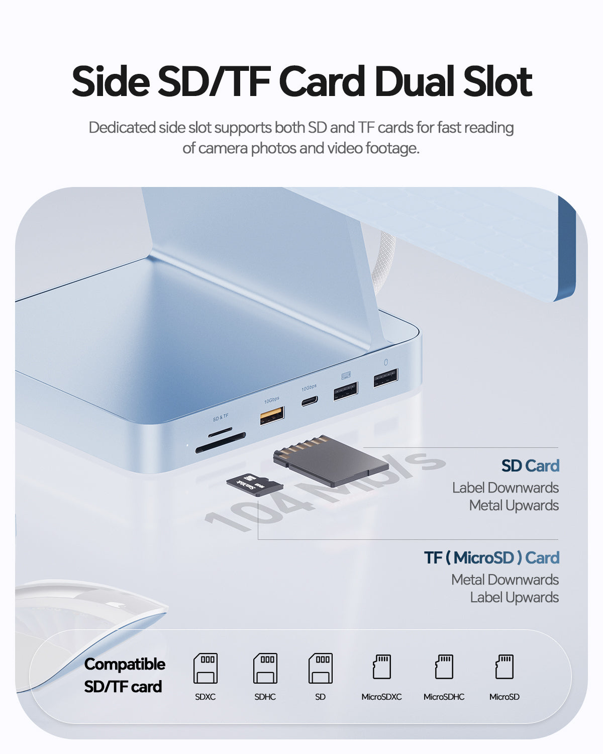 PULWTOP USB C Docking Station For iMac 24" M1/M3/M4 ( 11-in-1, M.2 SSD case, Blue)