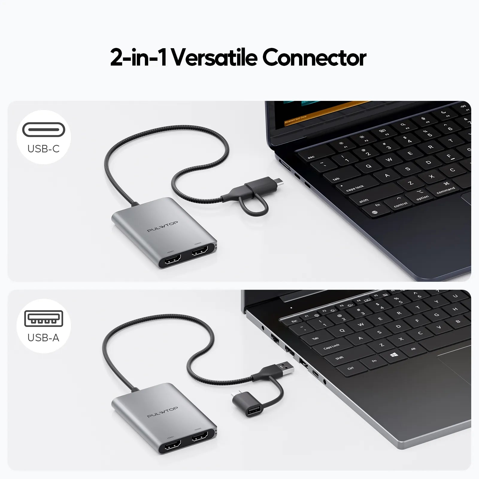 PULWTOP Displaylink Adapter, USB C to HDMI Adapter with Dual Monitor for Mac M1/M2/M3/M4, USB C to Dual HDMI for MacBook, Laptops, iMac, Driver Required
