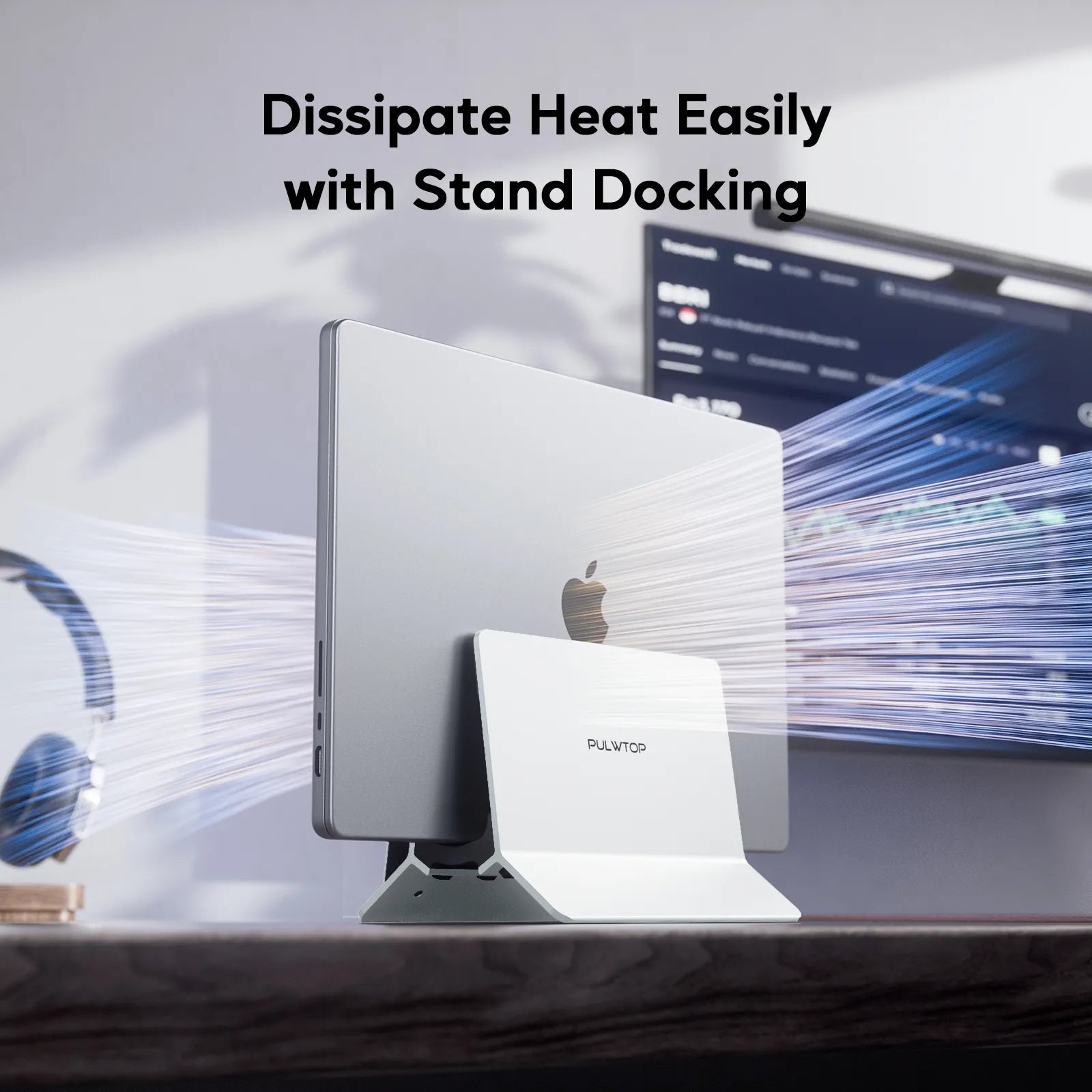 PULWTOP Vertical MacBook Docking Station,PULWTOP Docking Station Support Expand M.2 NVMe (Not Included),11 in 1 Docking Station for MacBook Pro/Air 4K@60Hz HDMI, 2USB C 10Gbps Silver