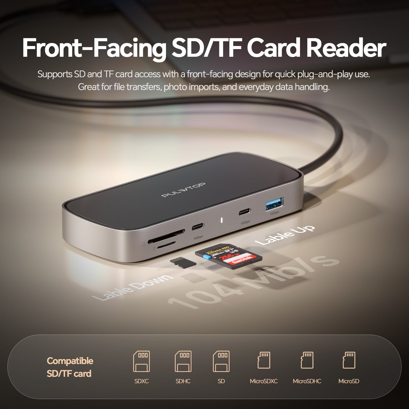 PULWTOP MacBook Pro Docking Station Dual Monitor 4K@60Hz for MacBook Pro/Air M5/M4/M3 Pro & Max, Macbook Pro Dock (2HDMI,PD,Ethernet,USB A/C 10Gbps)