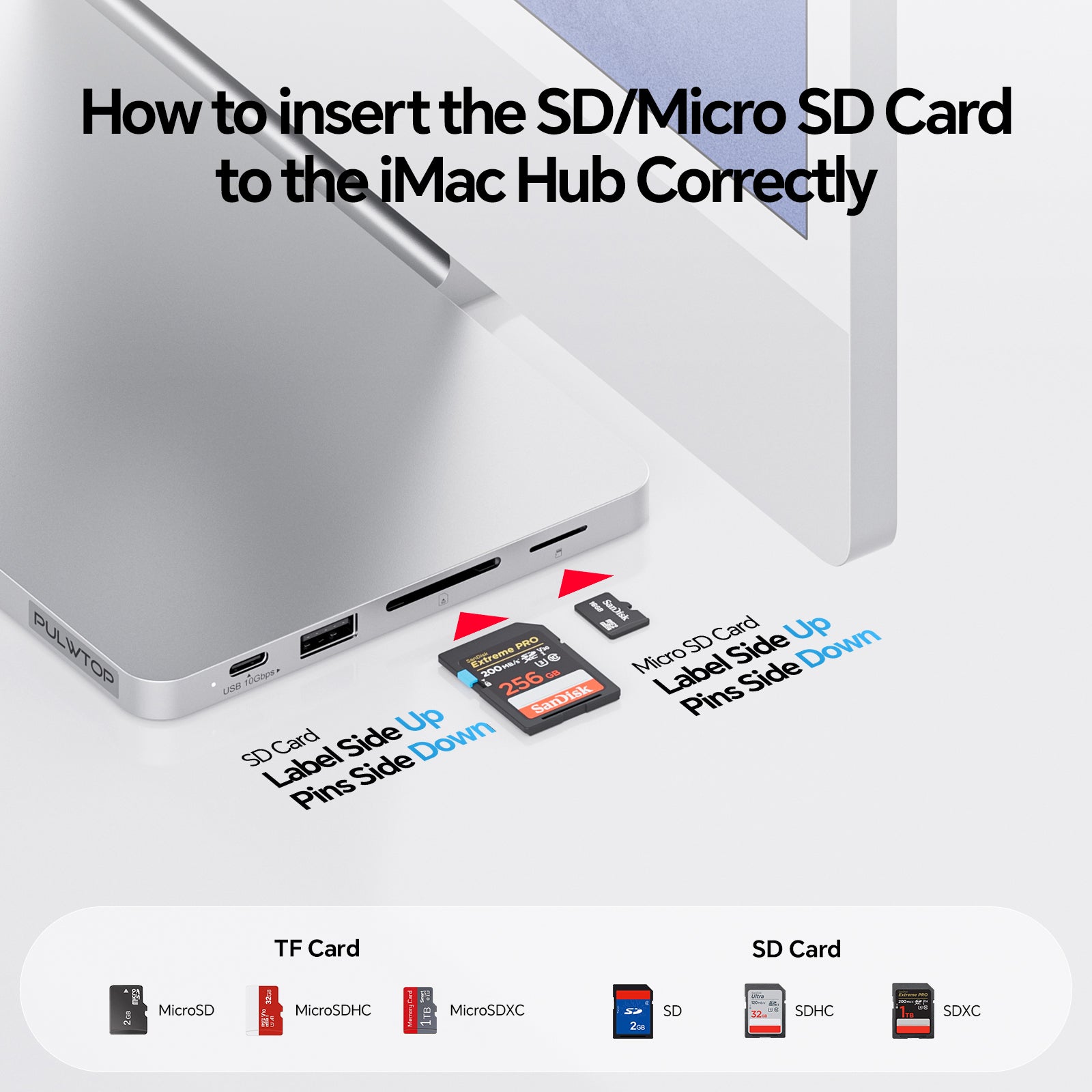 PULWTOP USB C Hub & iMac M1 M3 M4 Slim Dock Accessories ( 8 in 1, Silver, M.2 SSD case)