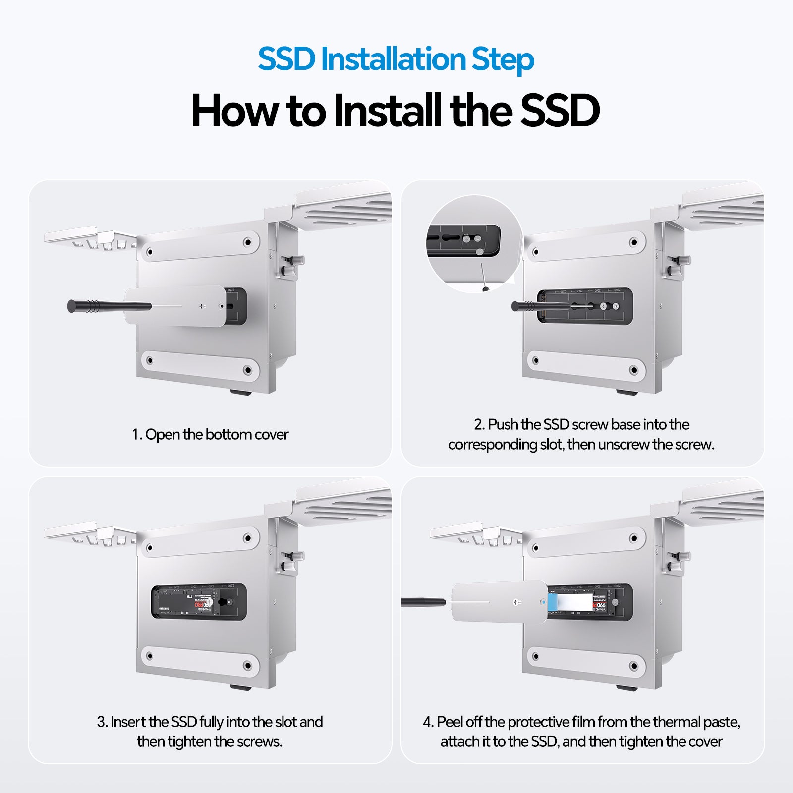 PULWTOP Mac mini M4 Dock & Stand, Metal Bracket Holder for Monitor, Desk and VESA Port (9-in-1, 8TB M.2 SSD case, HDMI 4K)
