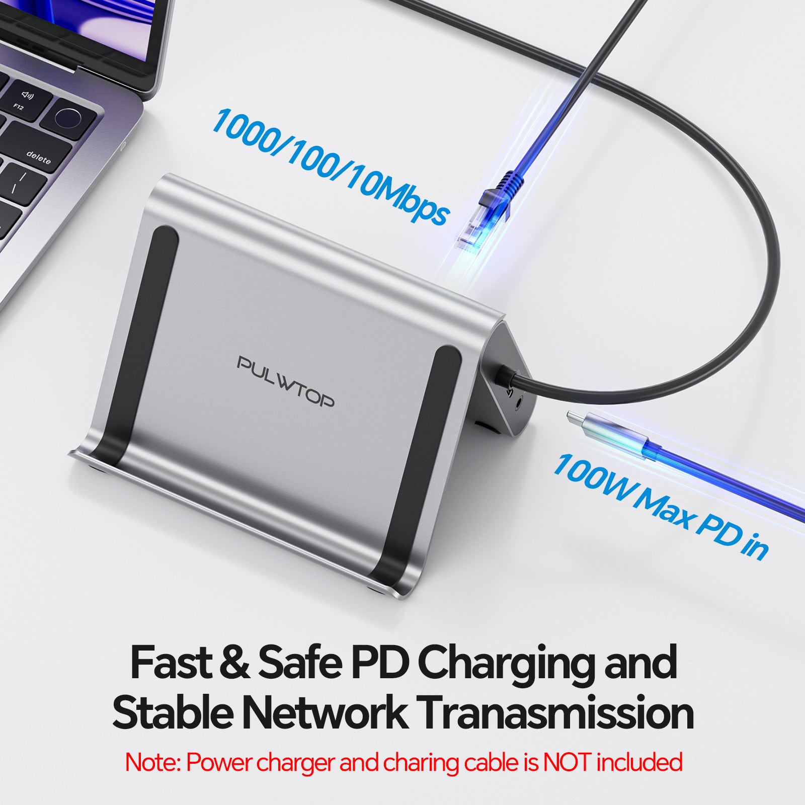 PULWTOP MacBook Docking Station Dual 4K@60Hz Monitor ( 2 HDMI, PD, Ethernet, USB A/C 10Gbps, Audio)