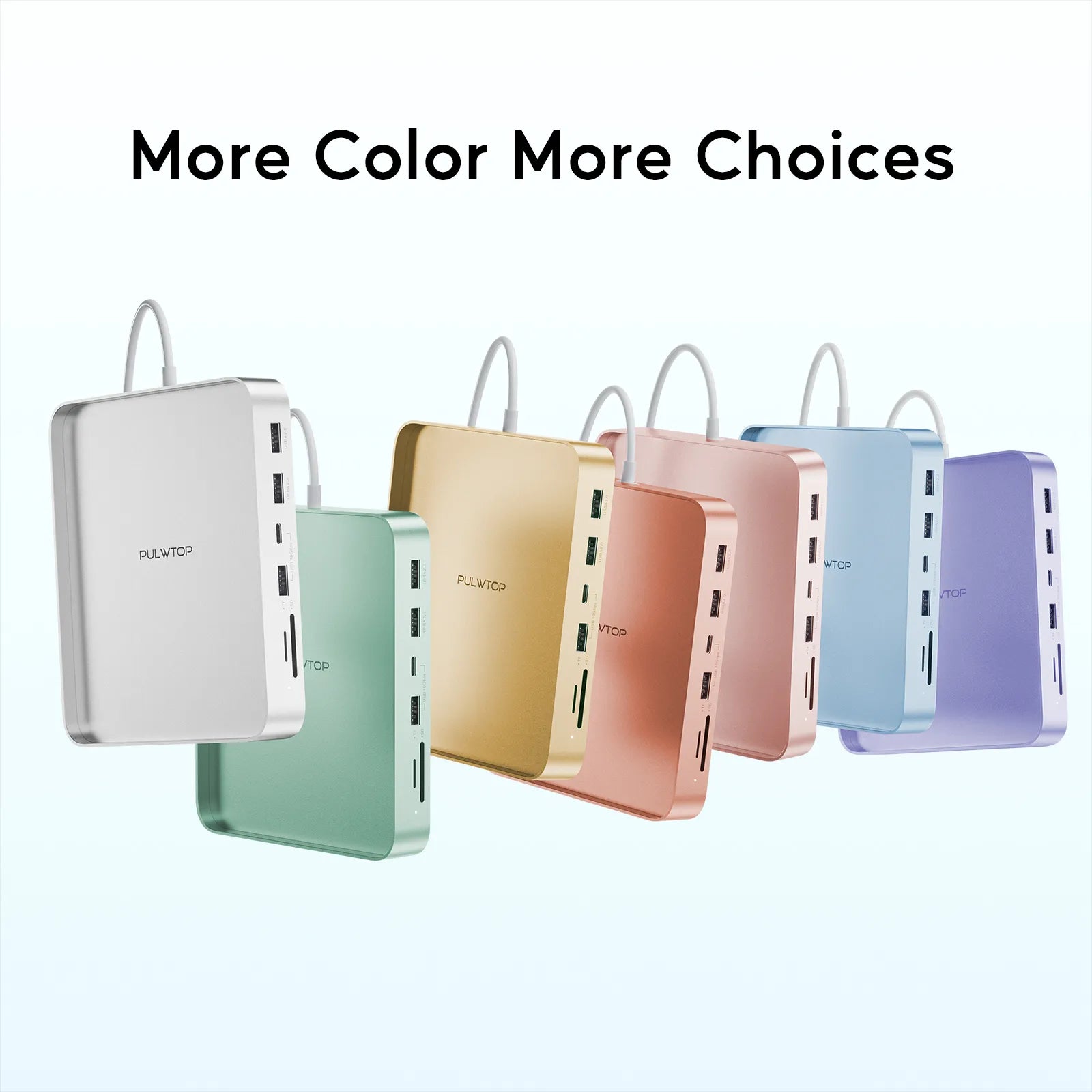 PULWTOP USB C Hub For iMac 24" M1/M3/M4 ( 7-in-1, M.2 SSD case, Silver)