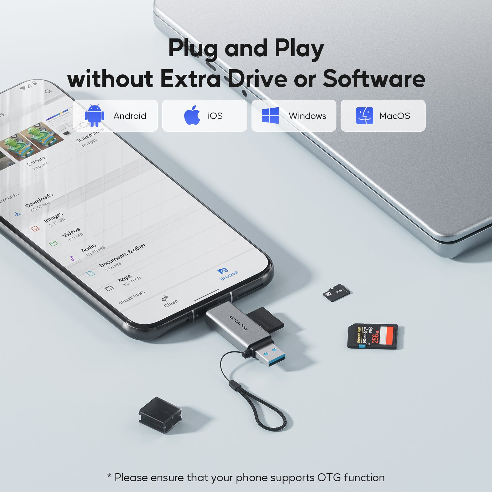 PULWTOP 2 in 1 SD Card Reader SD Card to USB-A/USB-C 3.0 Micro SD Adapter SD/Micro SD/TF/SDHC/SDXC/MMC/UHS-I Supports Large Capacity Cards up to 2TB for Windows MacBook Pro/Air iPad Pro USB-C Tablet iPhone 15/16 Series (SD Not Included)