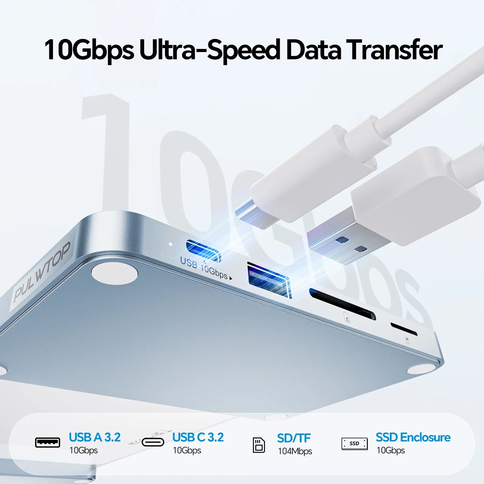 PULWTOP USB C Hub & iMac M1 M3 M4 Slim Dock Accessories ( 8 in 1, M.2 SSD case)