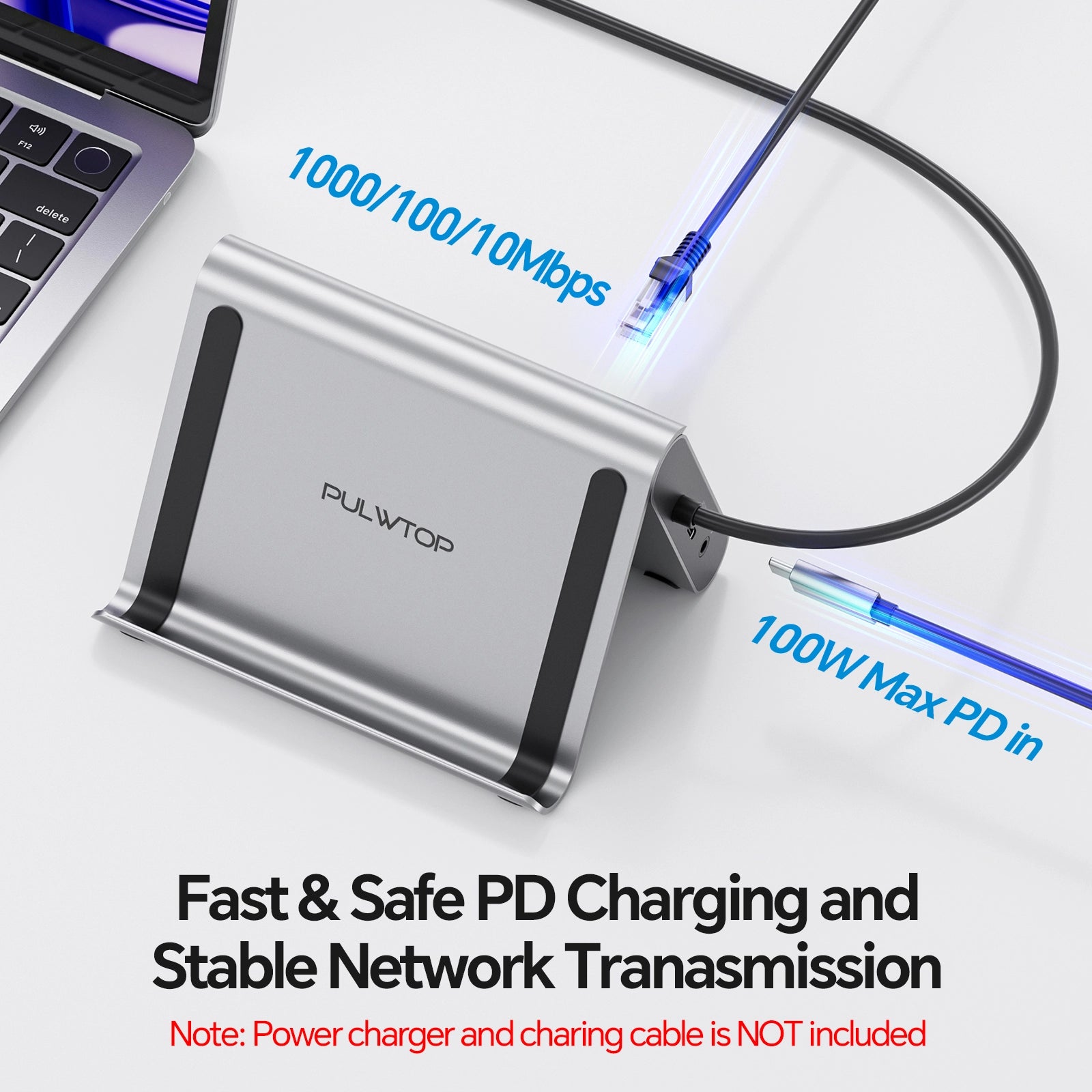 PULWTOP MacBook Docking Station Dual 4K@60Hz Monitor, USB C Docking Staton with 2 HDMI, PD, Ethernet, USB A/C 10Gbps, Audio, SD/TF, USB 2.0