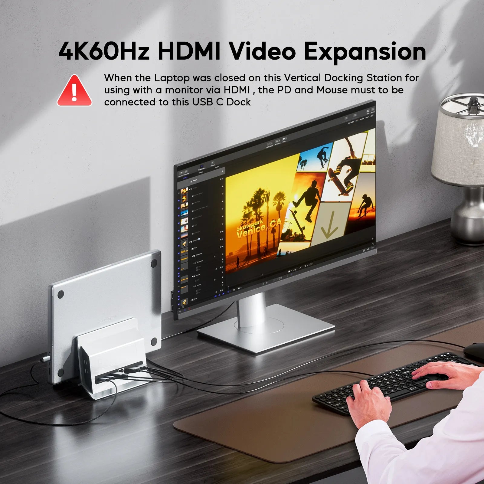 PULWTOP Vertical MacBook Docking Station,PULWTOP Docking Station Support Expand M.2 NVMe (Not Included),11 in 1 Docking Station for MacBook Pro/Air 4K@60Hz HDMI, 2USB C 10Gbps Silver