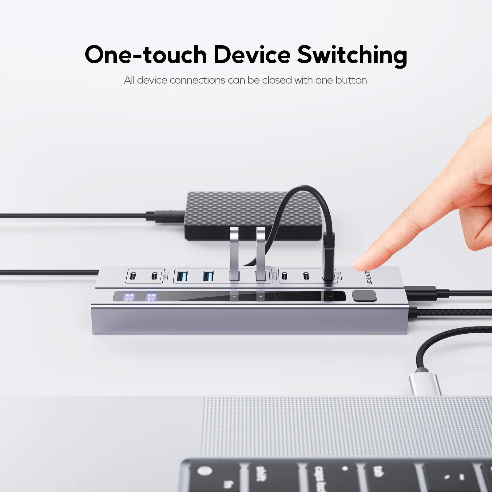 PULWTOP 9-in-1 USB 3.2 Data Hub, Power Adapter NOT Included, Powered USB C Hub with 3 x USB-C 10Gbps, 4 x USB-A 5Gbps and 2 x 24/45W USB-C PD Charging Ports USB Hub for MacBook Laptops Tablets