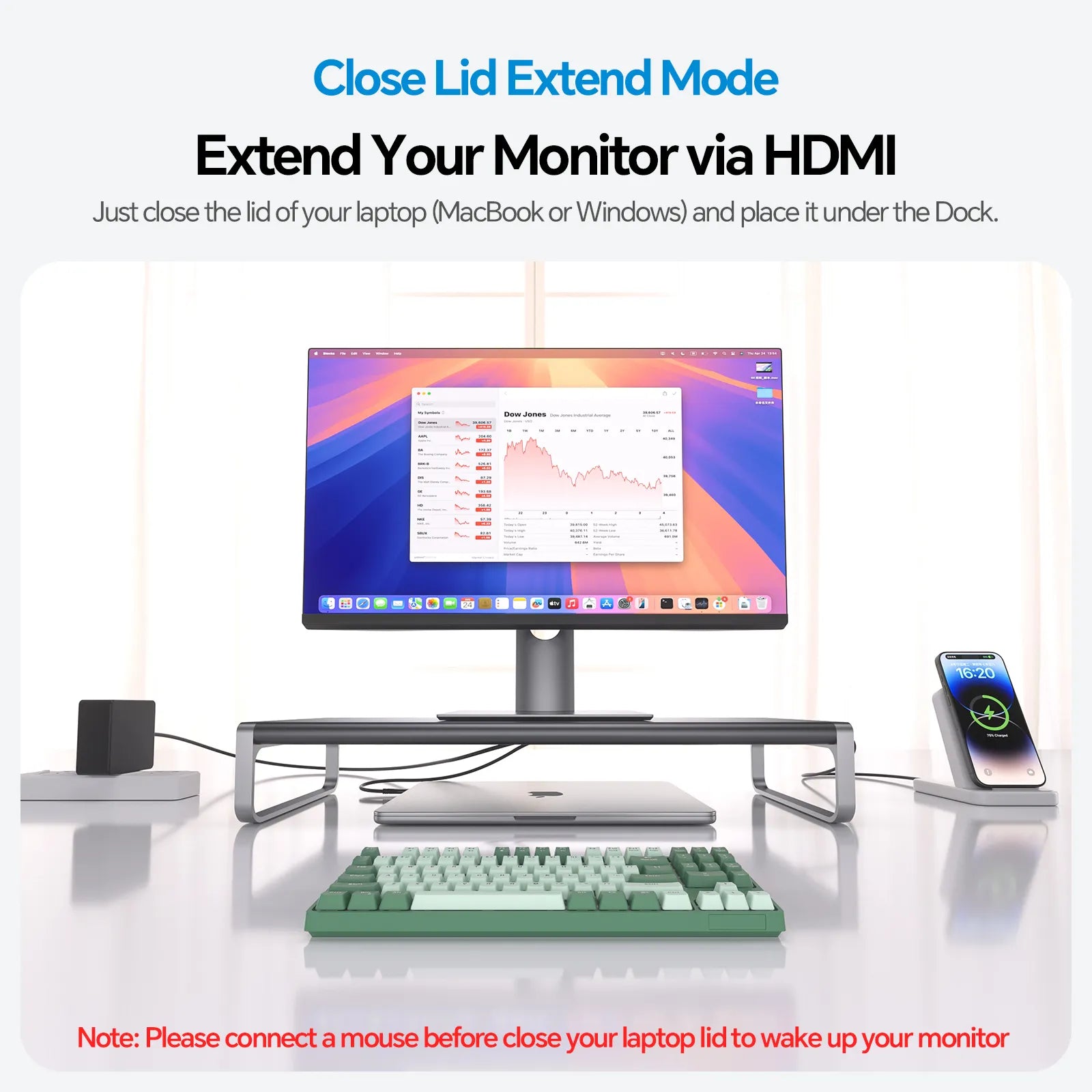 PULWTOP MacBook Docking Station, 13-in-1 Monitor Stand USB C Docking Station with USB A/C Ports (Data & 60W Max Charging), 4K@60Hz HDMI, SD/TF card slots, Ethernet for Macbook, MacMini, Windows Laptop