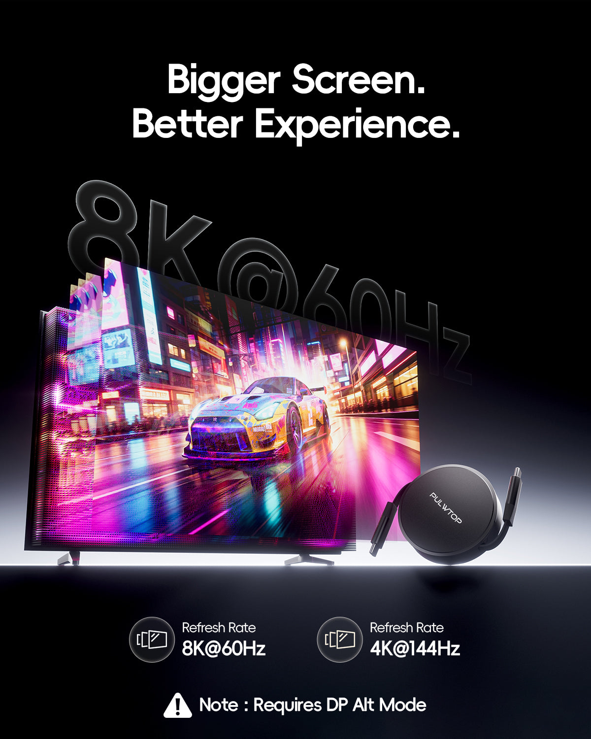 PULWTOP Retractable USB C to USB C Cable, USB 4 Cable with PD 240W, 20Gbps, 8K60Hz - Black