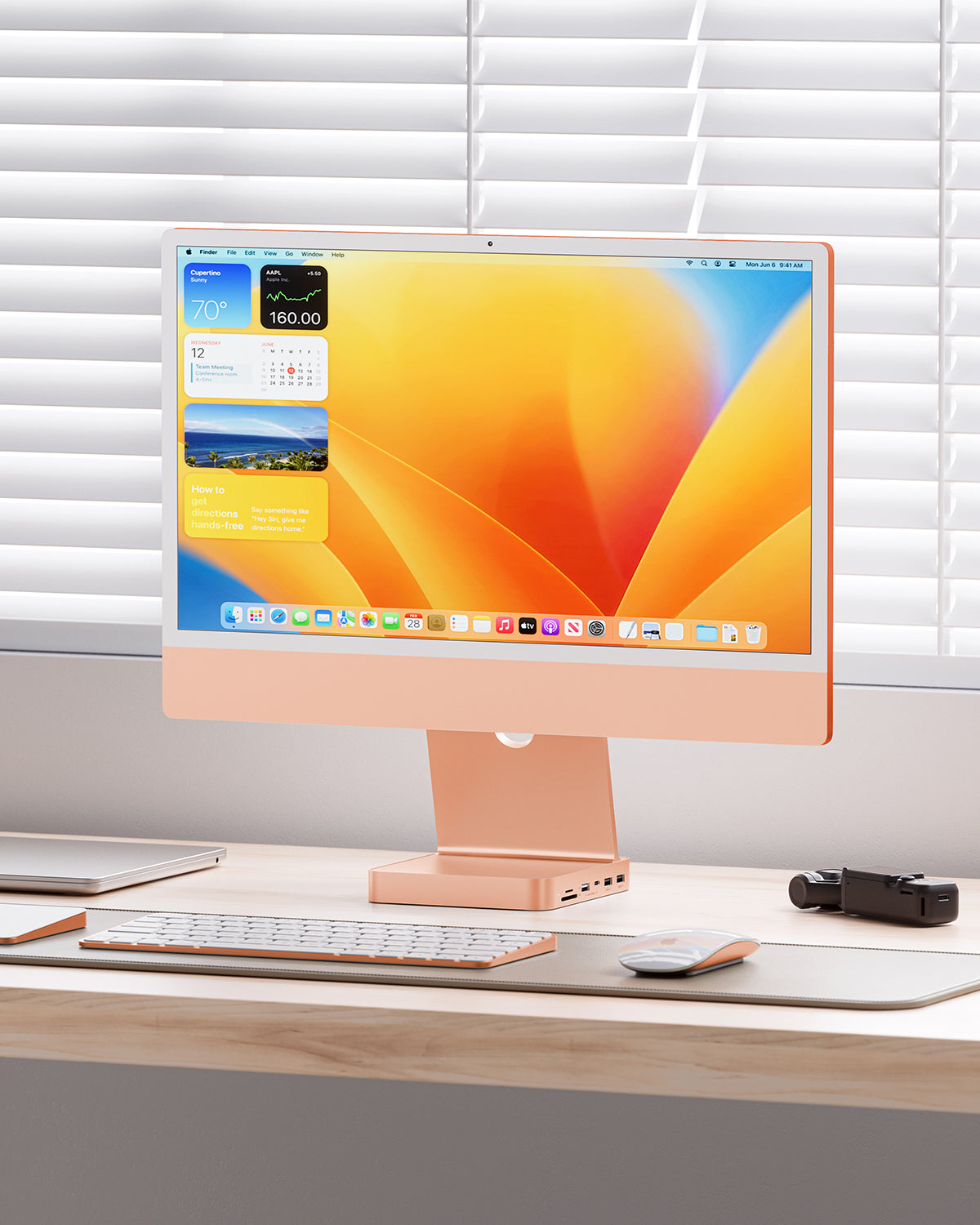 PULWTOP USB C Hub For iMac 24" M1/M3/M4 ( 7-in-1, M.2 SSD case, Orange)