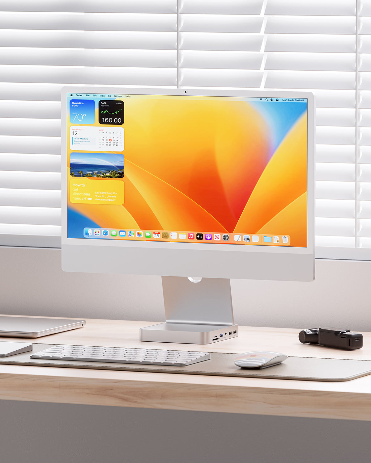 PULWTOP USB C Hub For iMac 24" M1/M3/M4 ( 7-in-1, M.2 SSD case, Silver)