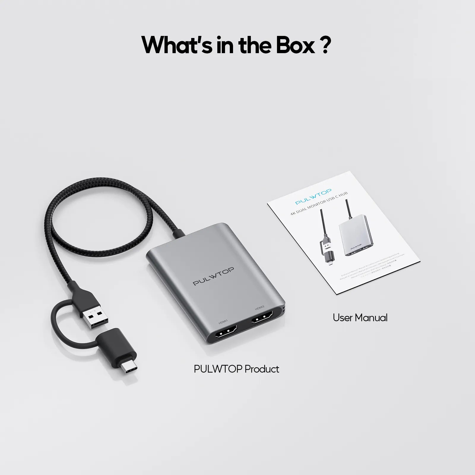 PULWTOP Displaylink Adapter, USB C to HDMI Adapter with Dual Monitor for Mac M1/M2/M3/M4, USB C to Dual HDMI for MacBook, Laptops, iMac, Driver Required