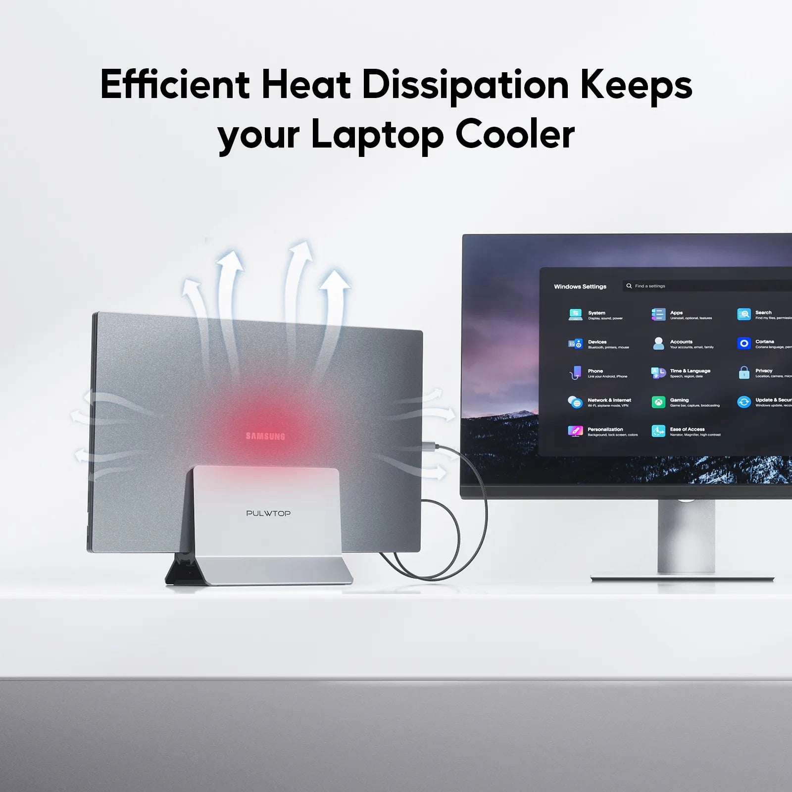 PULWTOP 11 in 1 Vertical Laptop Dock Stand (11-in-1, HDMI, Ethernet, PD3.0 )Grey