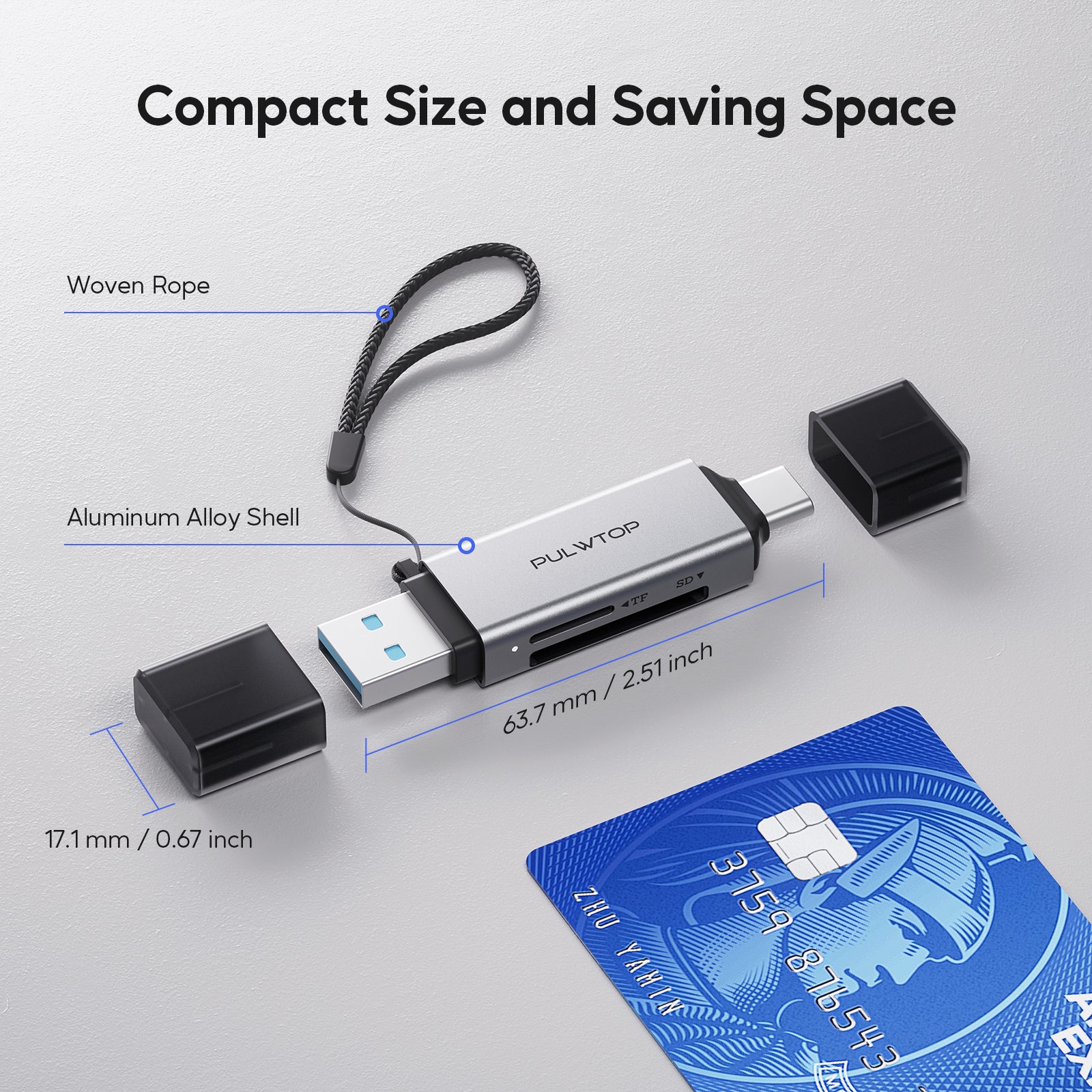 PULWTOP 2 in 1 SD Card Reader SD Card to USB-A/USB-C 3.0 Micro SD Adapter SD/Micro SD/TF/SDHC/SDXC/MMC/UHS-I Supports Large Capacity Cards up to 2TB for Windows MacBook Pro/Air iPad Pro USB-C Tablet iPhone 15/16 Series (SD Not Included)