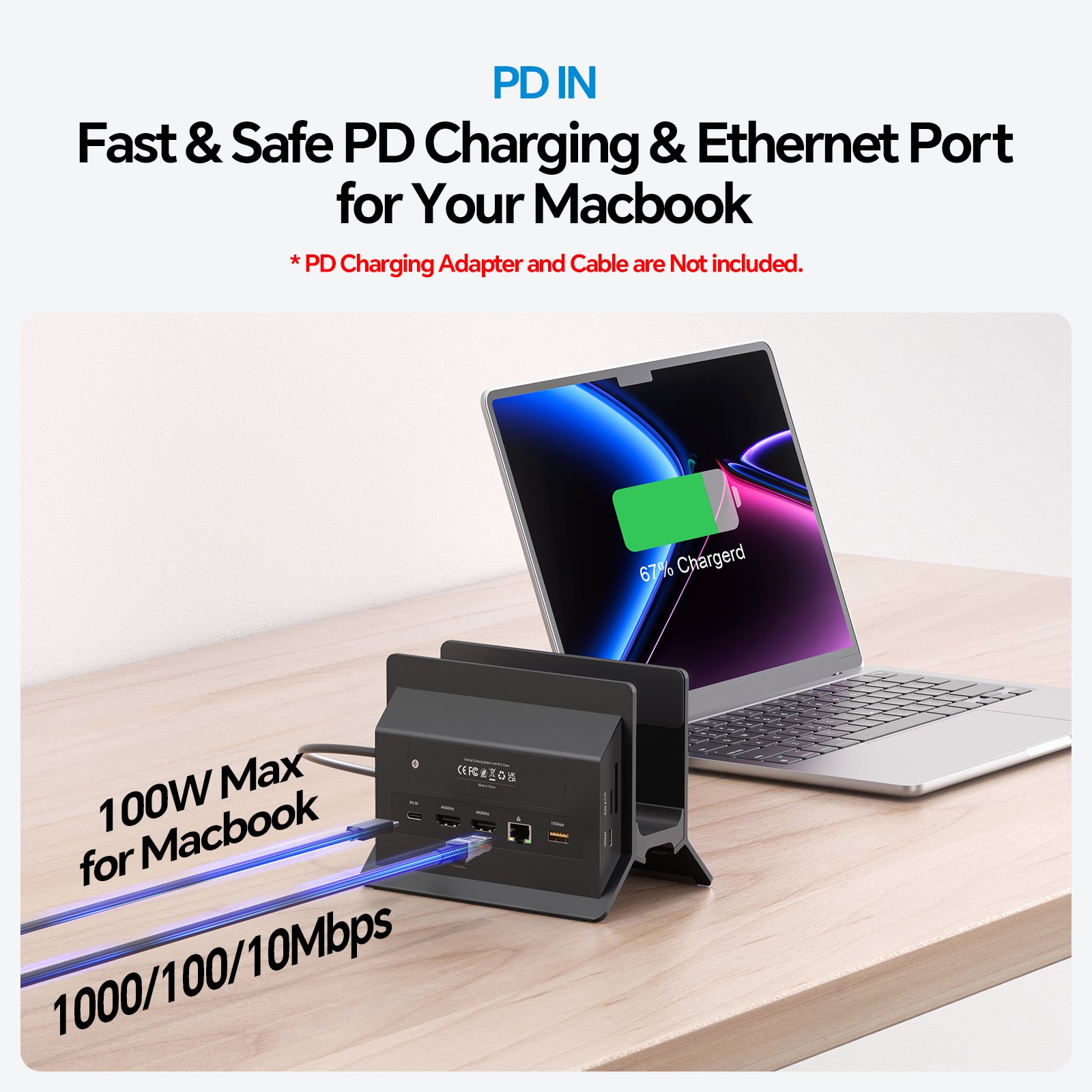 PULWTOP MacBook Docking Station Dual Monitor 4K@60Hz for MacBook Pro/Air M5/M4 (M.2 NVMe SSD Enclosure, 2 HDMI, 10Gbps USB A/C) - Black