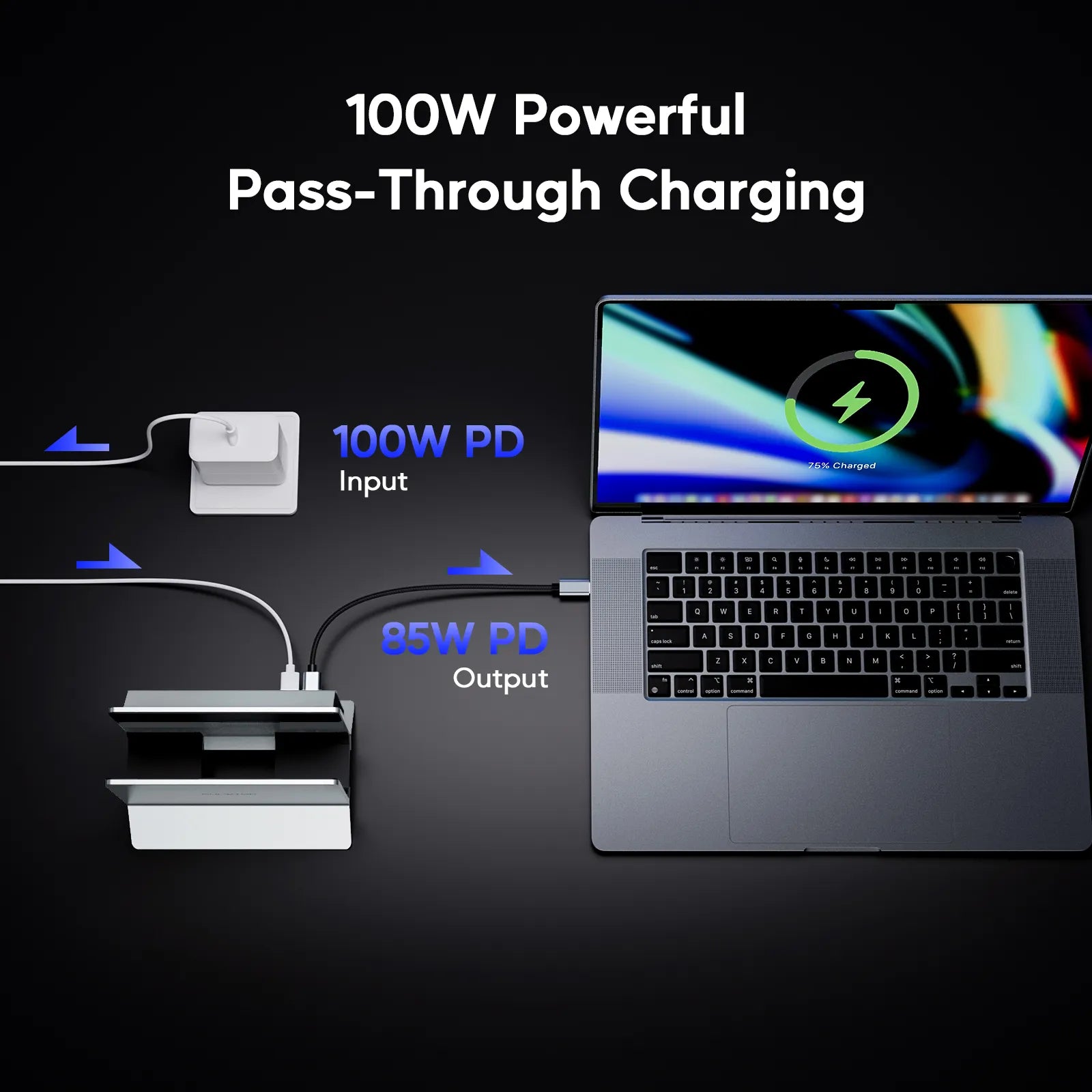 PULWTOP Vertical MacBook Docking Station,PULWTOP Docking Station Support Expand M.2 NVMe (Not Included),11 in 1 Docking Station for MacBook Pro/Air 4K@60Hz HDMI, 2USB C 10Gbps Silver