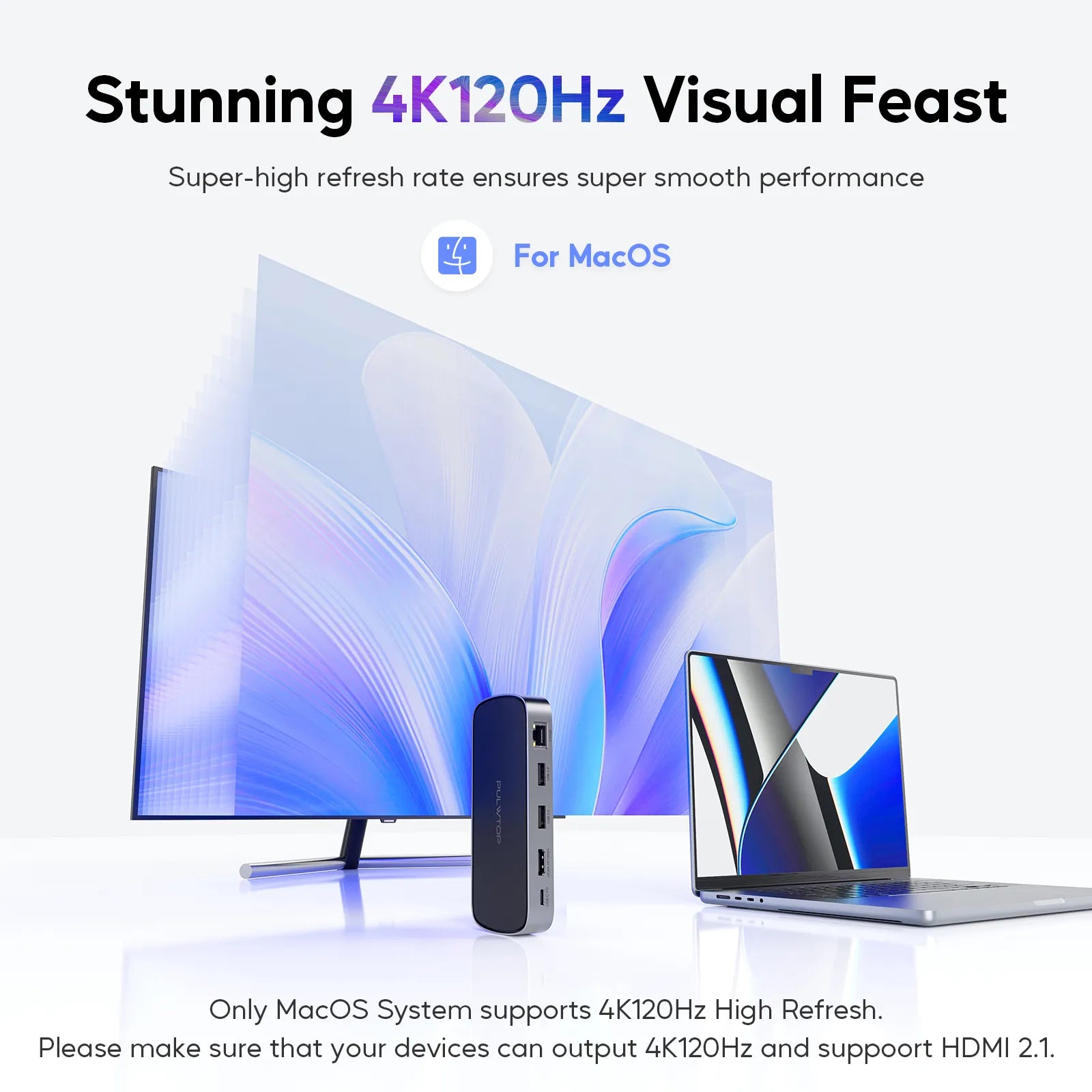 PULWTOP 9 in 1 USB C Mini Dock with 4K@120Hz/8K@30Hz HDMI, 2.5G LAN, 100W PD, USB A/C 10Gbps, SD/TF 4.0, with MacBook and Type c Laptops