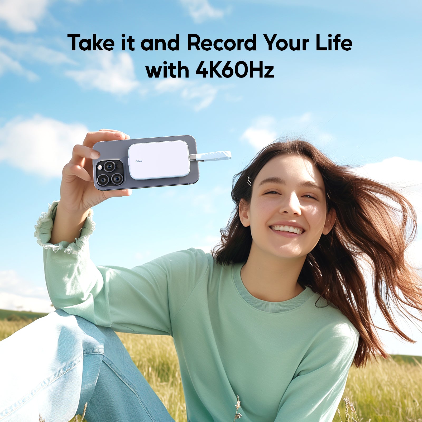 PULWTOP Magnetic M.2 NVME SSD Enclosure for iPhone 15 16 Pro/Max ProRes amd MacBook iPad (SSD Not Included) - Blue