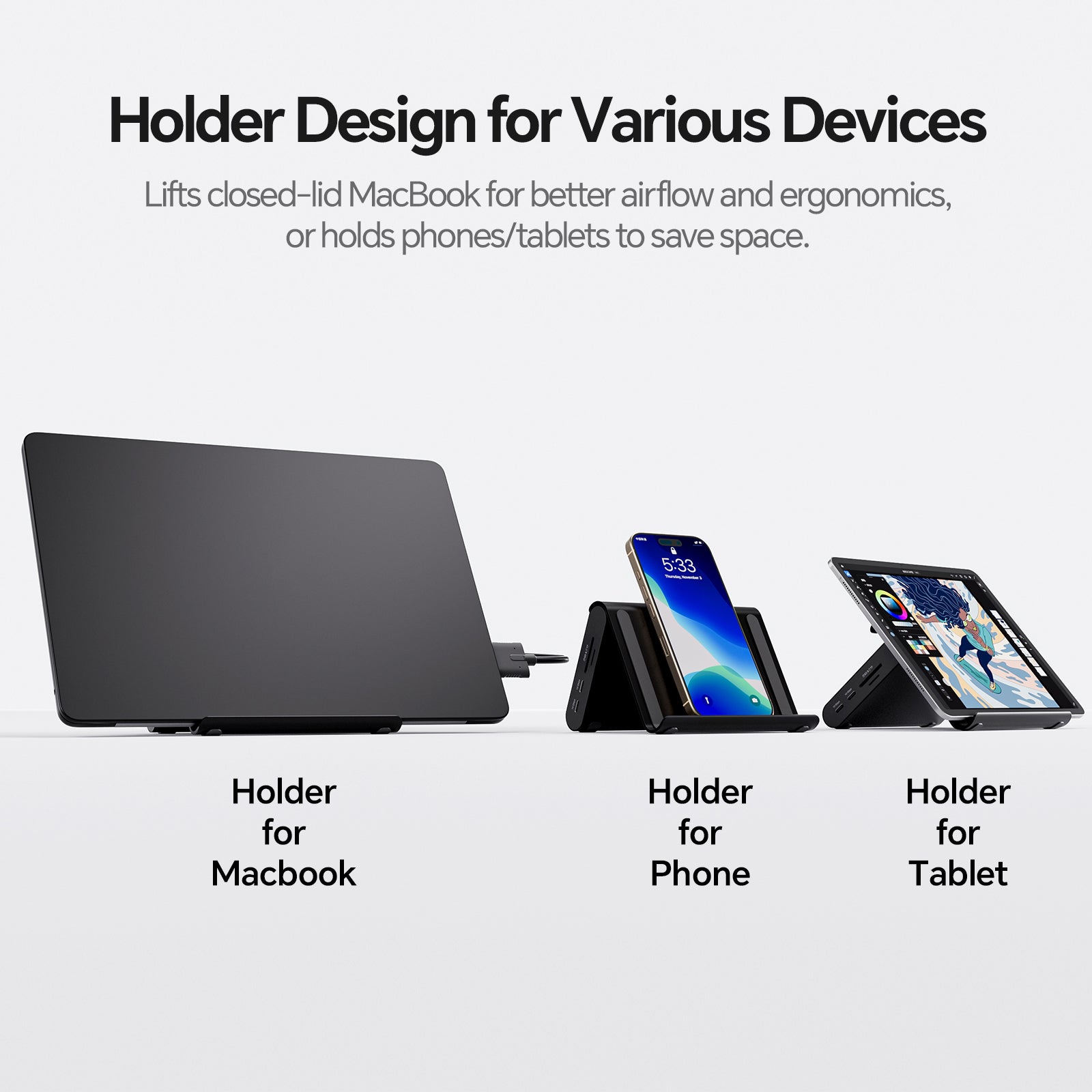 PULWTOP MacBook Docking Station Dual 4K@60Hz Monitor ( 2 HDMI, PD, Ethernet, USB A/C 10Gbps, Audio)-Black