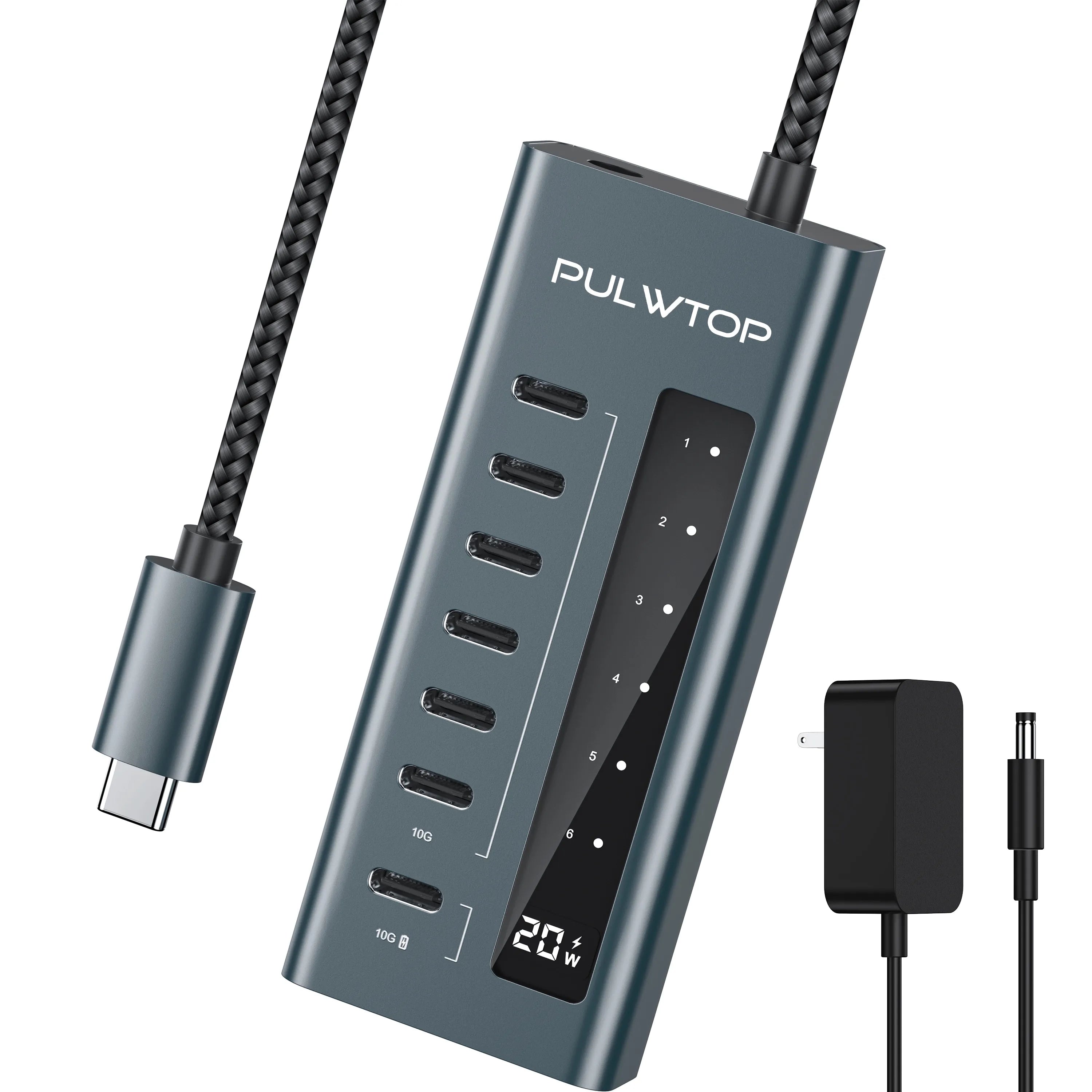 PULWTOP 7-in-1 10Gbps USB C supports data and charging (non-video) for iMac, MacBook Pro/Air, iPad, XPS