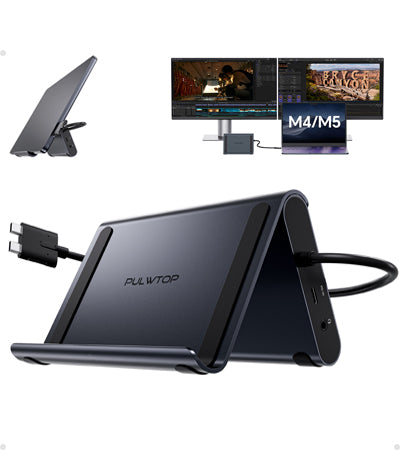 PULWTOP USB C Docking Staton Dual 4K@60Hz Monitor ( 2 HDMI, PD, Ethernet, USB A/C 10Gbps, Audio, SD/TF)