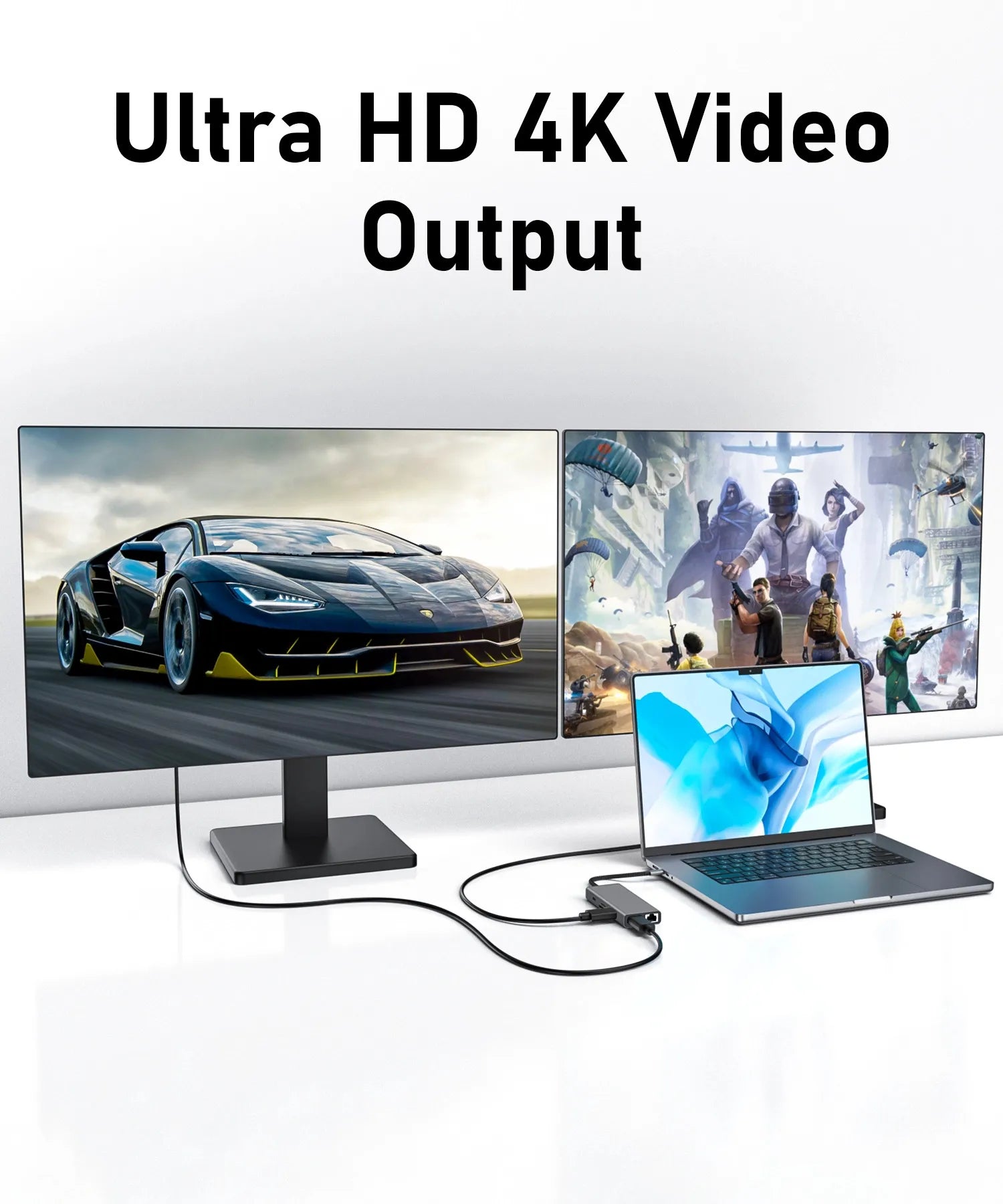 PULWTOP 9-in-1 USB C Hub Dual HDMI Monitor USB C Adapter with Dual HDMI, 3x USB 3.0, Ethernet, PD