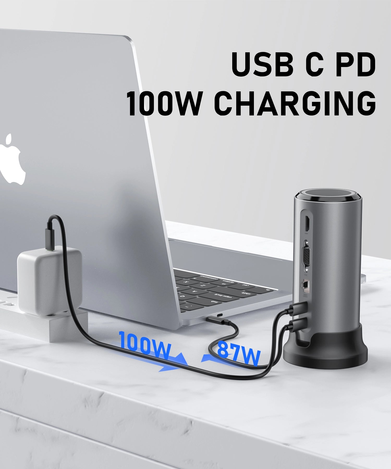 PULWTOP Dock, 12-in-1 Universal Laptop Dock Dual Monitor, Type-C to HDMI, VGA, Ethernet, USB 3.0, SD/TF, PD 100W, Audio