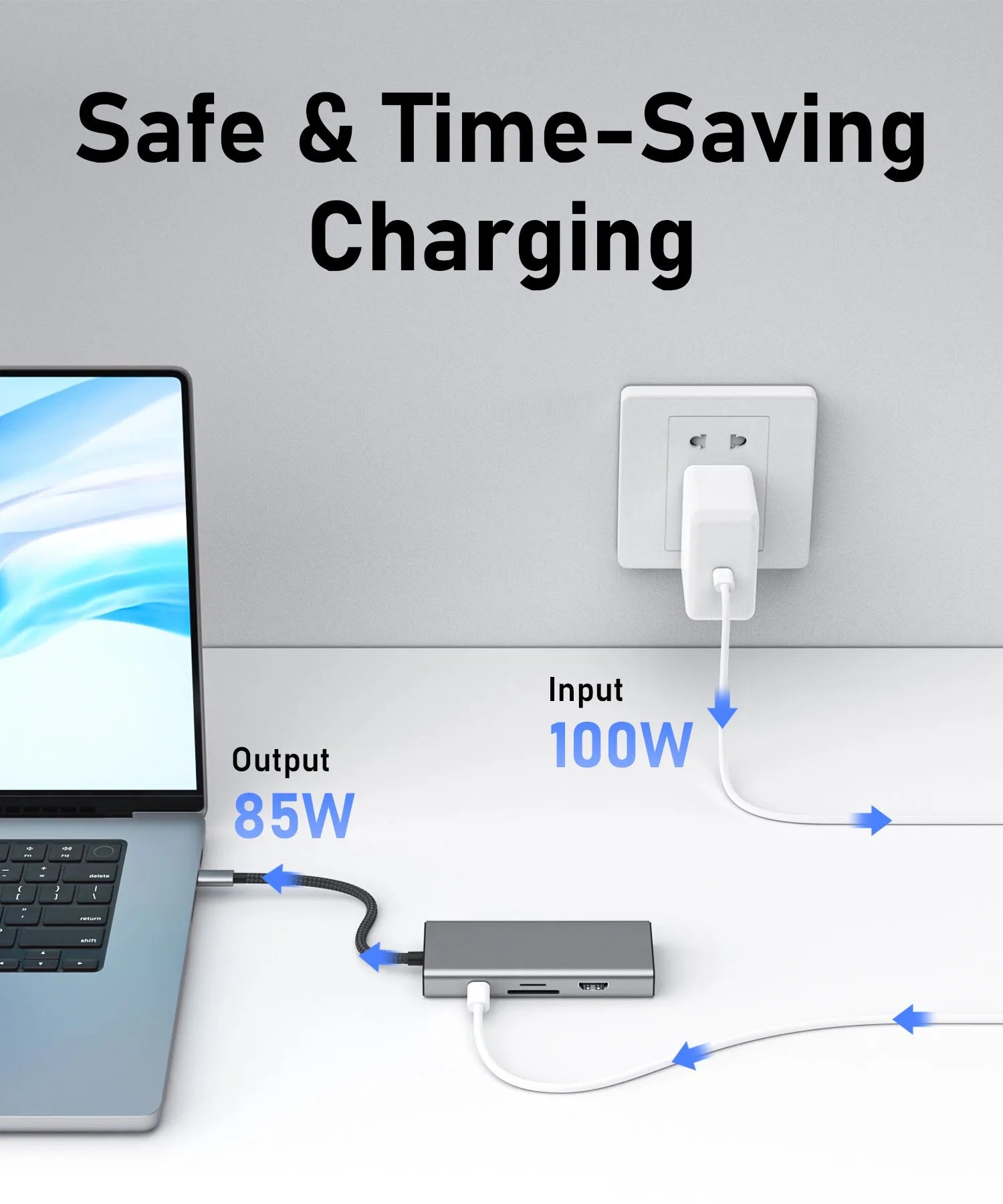 PULWTOP 9-in-1 USB C Hub Dual HDMI Monitor USB C Adapter with Dual HDMI, 3x USB 3.0, Ethernet, PD