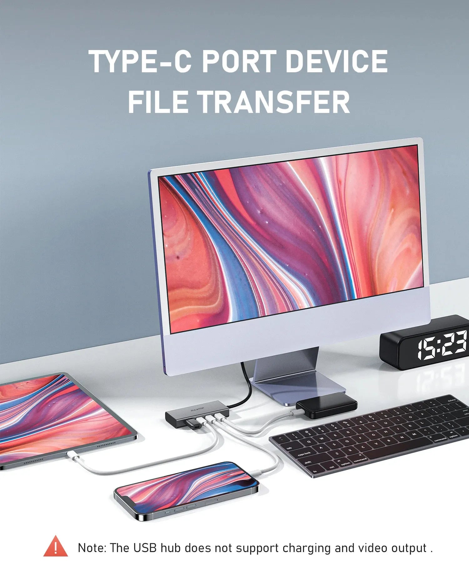 PULWTOP 4 Ports 10G USB C HUB For Mac,iMac,iPad and USB C Laptop