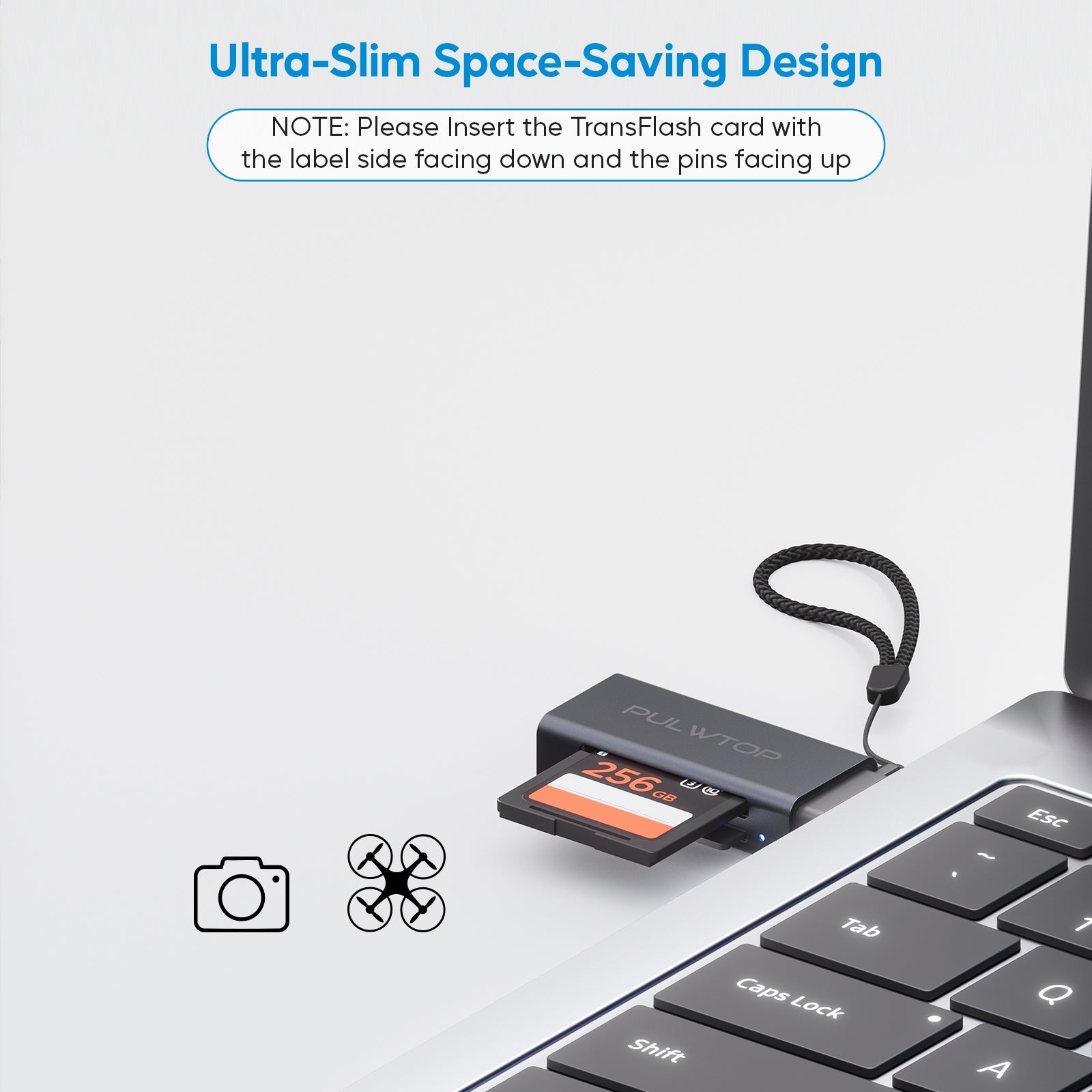 PULWTOP USB 3.0 Micro SD Card Reader, 2-in-1 USB A Card Reader, for SD SDHC SDXC MicroSD Compatible with Windows and Mac OS.
