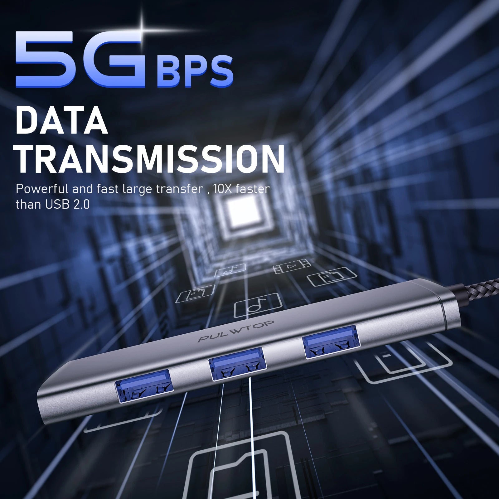 PULWTOP 6-in-1 USB hub with 4K HDMI, USB A 3.0, SD/TF card reader, suitable for MacBook Pro/ Air, Dell XPS and more Type C devices