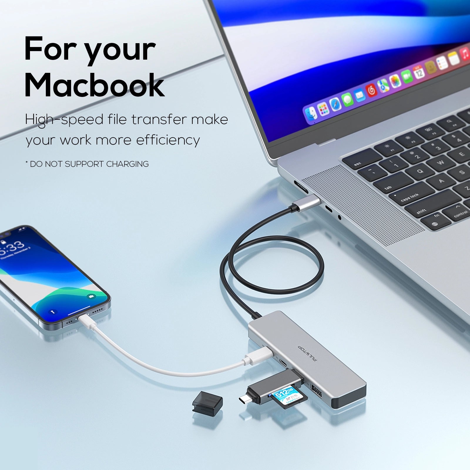 PULWTOP USB C Hub, 4-Port USB Type-C to USB C/A Hub, USB C Multi-Port Adapter for MacBook Pro/Air, iMac, iPad, Cell Phones, Dell, HP, Lenovo and more