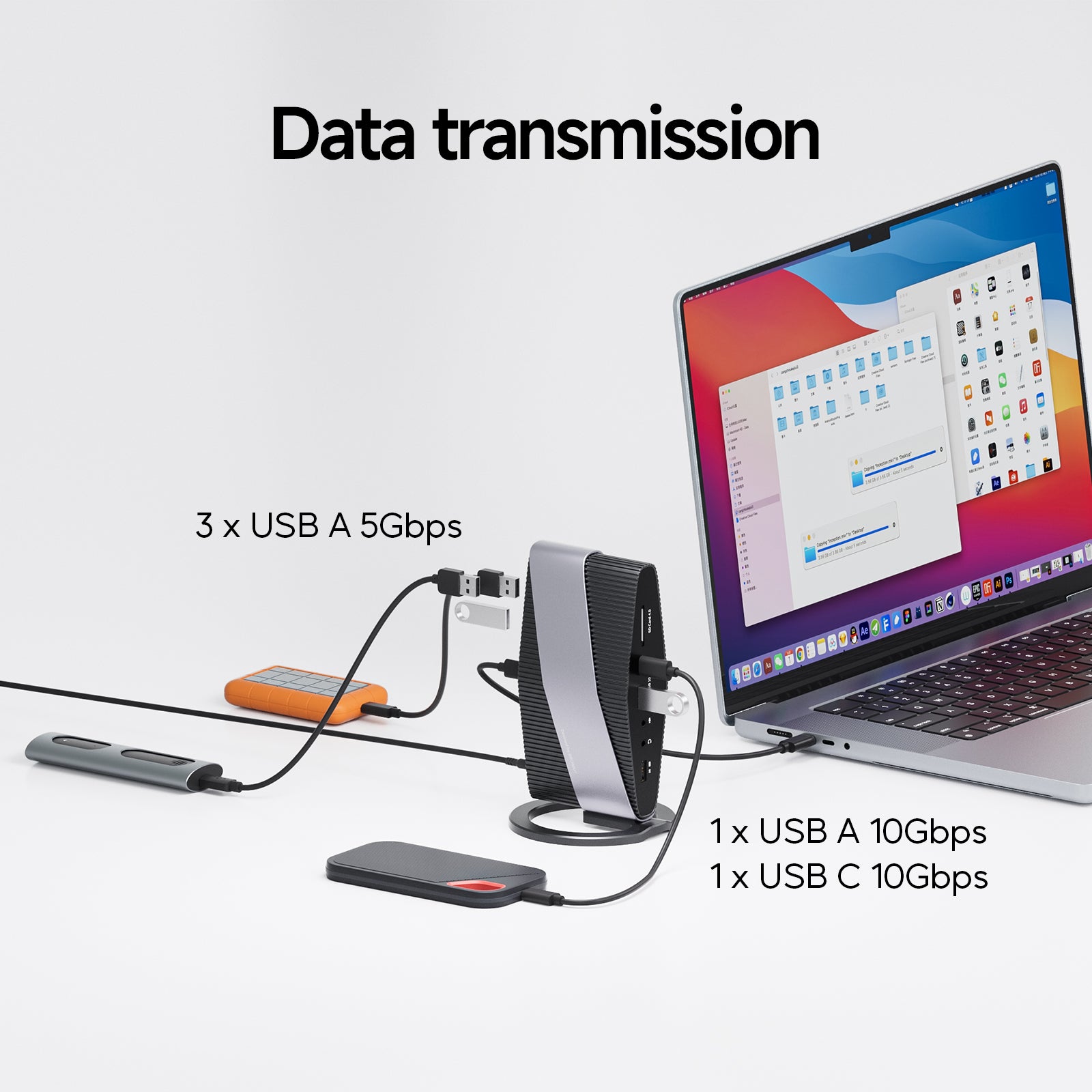 PULWTOP Thunderbolt 3 Docking Station ( Single 5K Display, Dual 4K, 40Gbps)