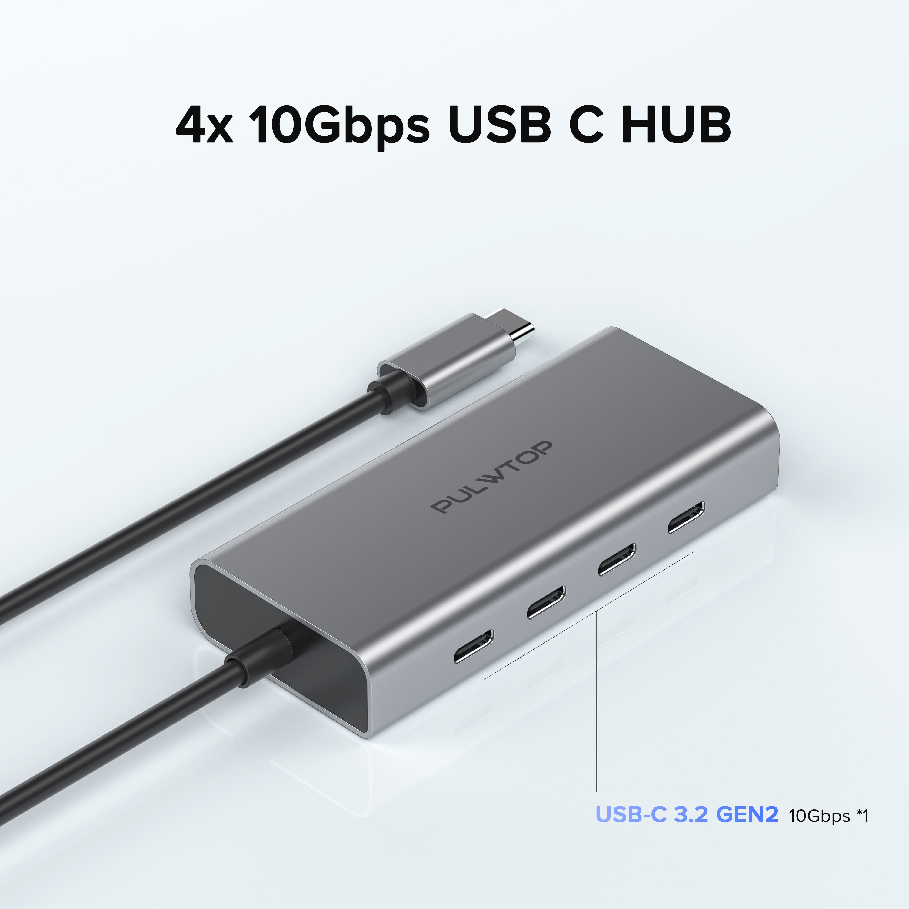 PULWTOP 4 Ports 10G USB C HUB For Mac,iMac,iPad and USB C Laptop