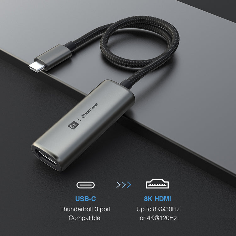 Pulwtop USB C to HDMI Adapter 8K HDMI to USB Type C (Thunderbolt 3) Adapter 4K@120Hz Compatible with MacBook Pro/Air, iPad Pro, iPad Air, Dell XPS, etc.