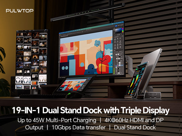 🖥️ Break Free from MacBook Display Limits: PULWTOP BD242a 17-in-1 Triple Display Docking Station Review