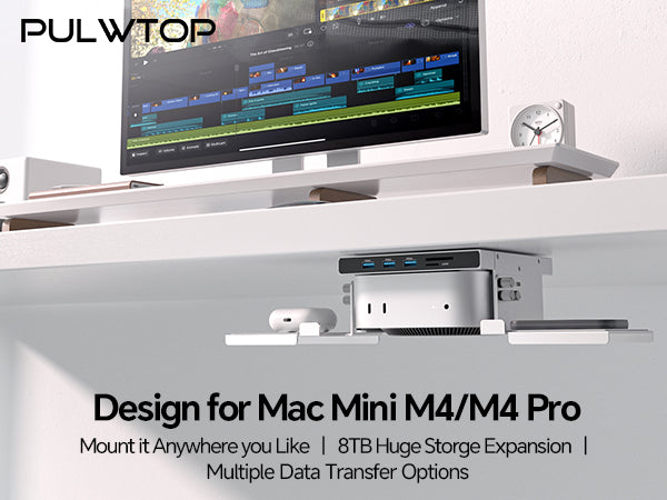 Desk Aesthetics + Performance Expansion: PULWTOP Mac mini M4 Dock &amp; Stand – Unleash Your M4 Mini